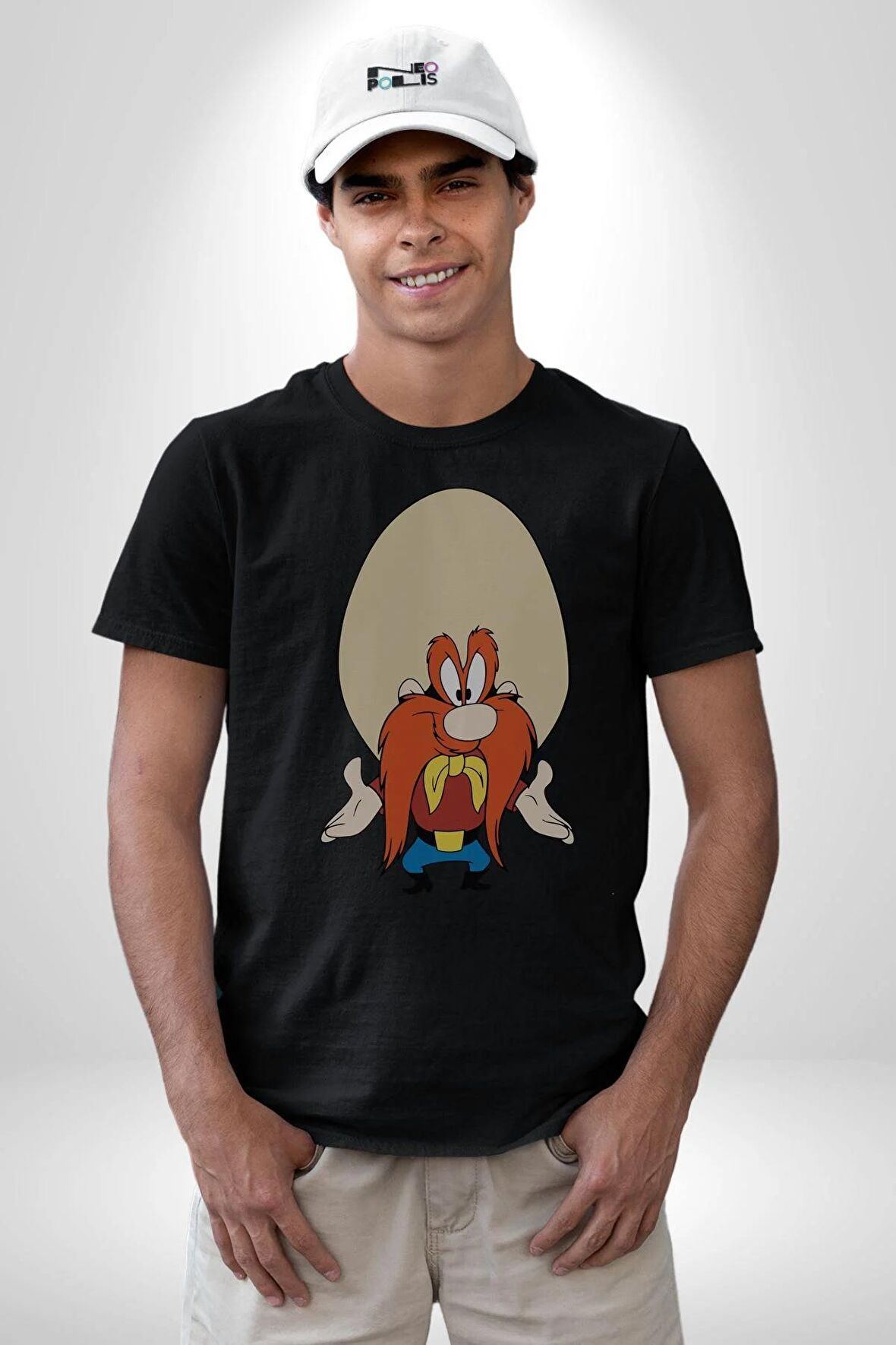 Looney Tunes Küfürbaz Haydo Kadın Erkek Unisex Siyah Organik Baskılı T-Shirt Penye Yüksek Kalite
