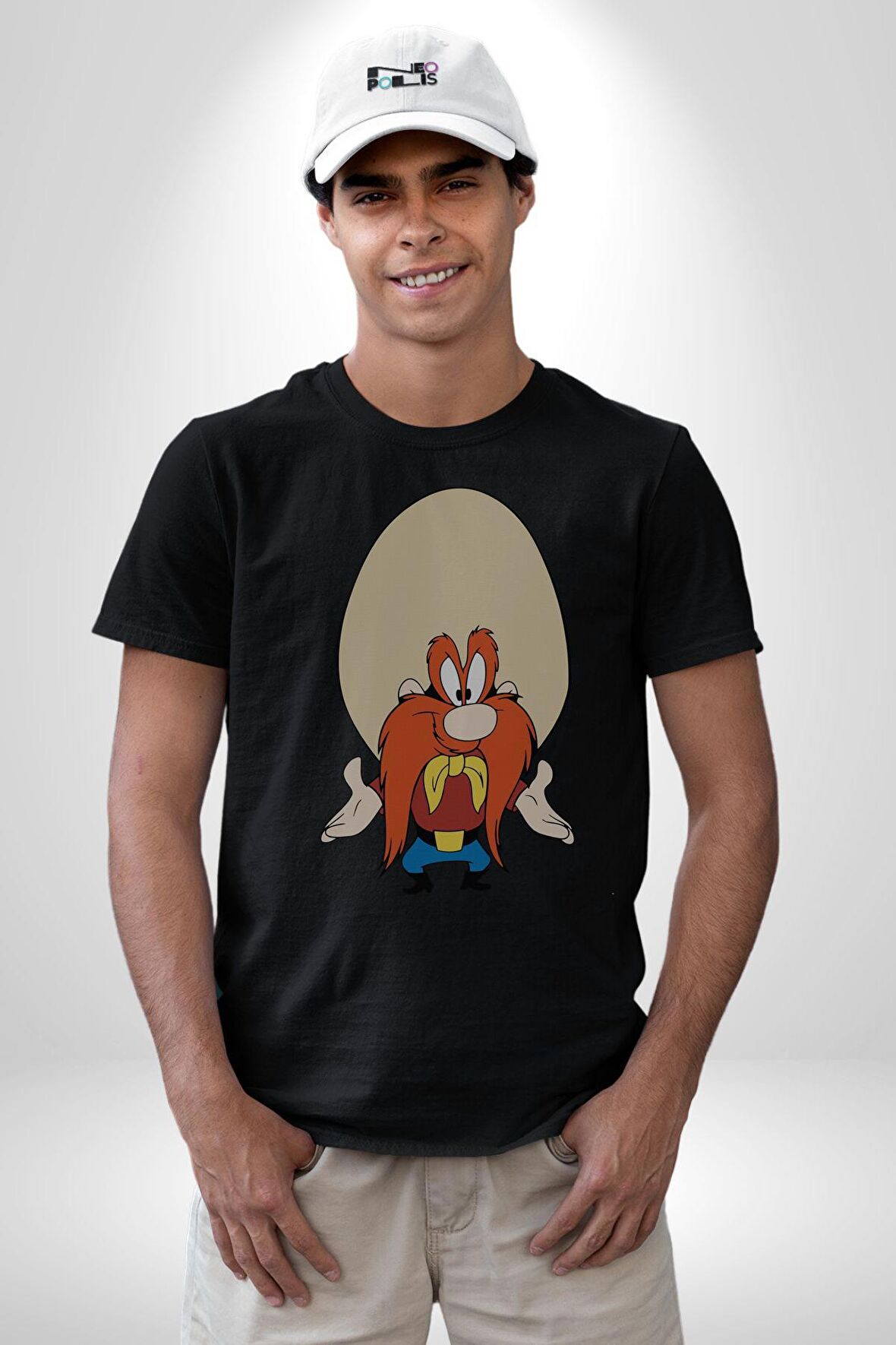 Looney Tunes Küfürbaz Haydo Kadın Erkek Unisex Siyah Organik Baskılı T-Shirt Penye Yüksek Kalite