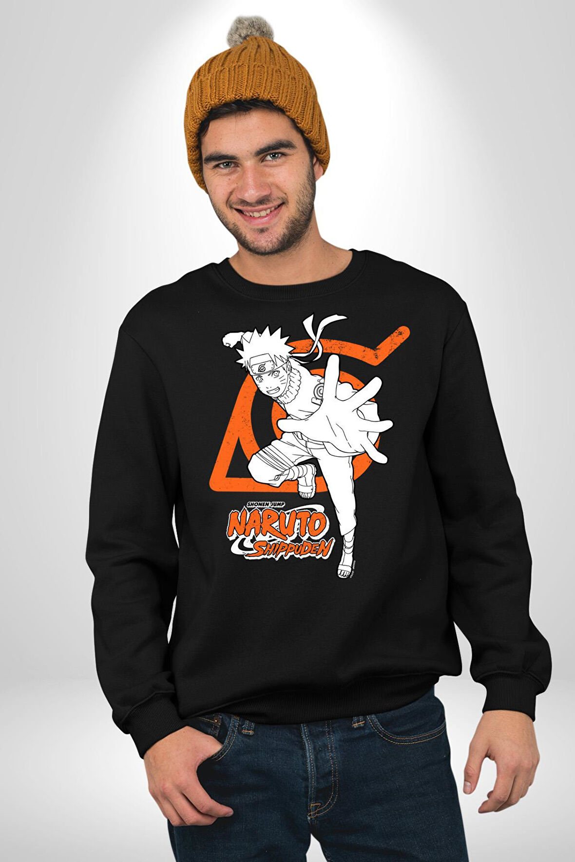 Naruto Shippuden Gizli İşareti Kadın Erkek Siyah Sweatshirt 