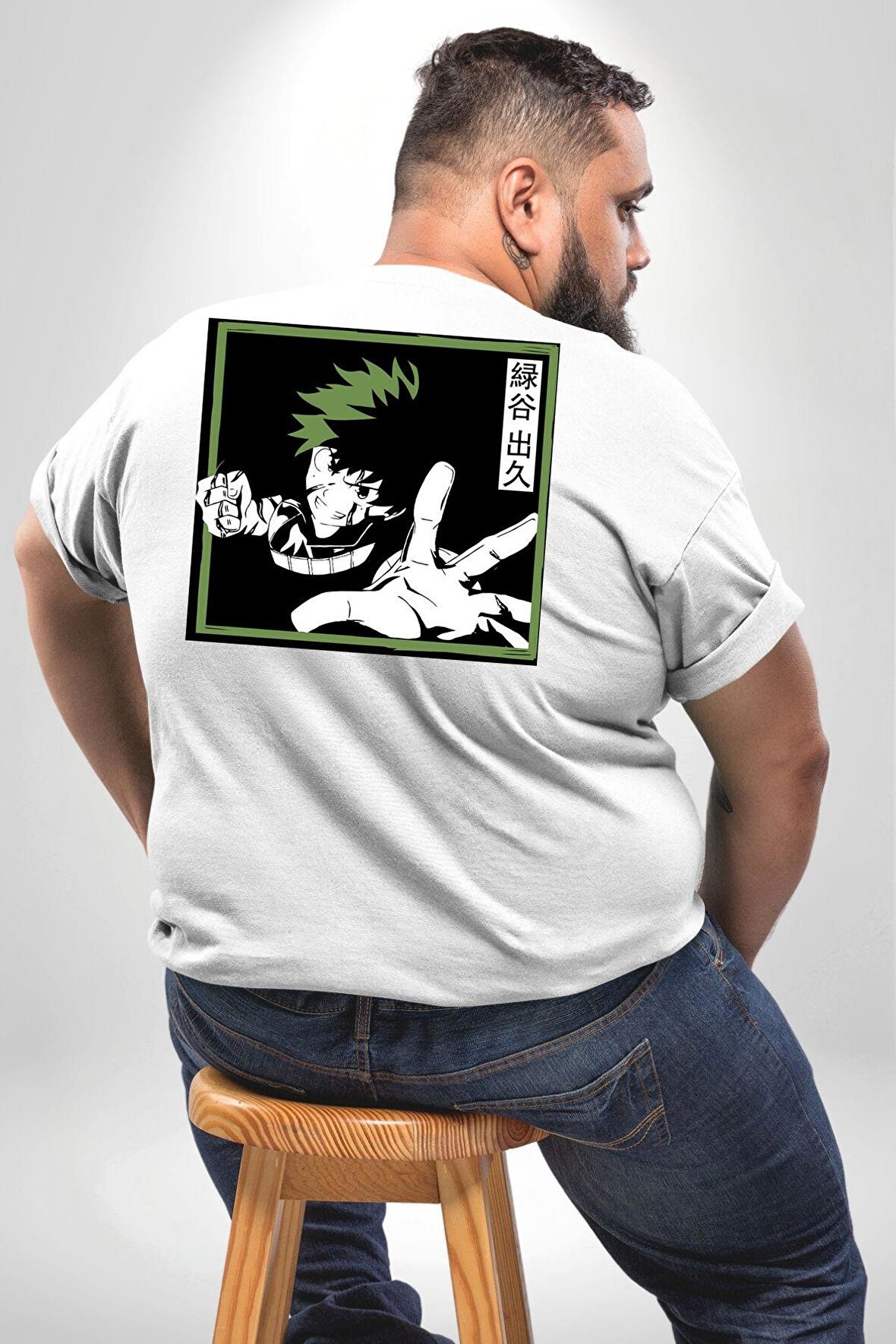 My Hero Academia  Dabi Anime  Büyük Beden Beyaz Tişört Kadın Erkek Ünisex Sırt Baskılı