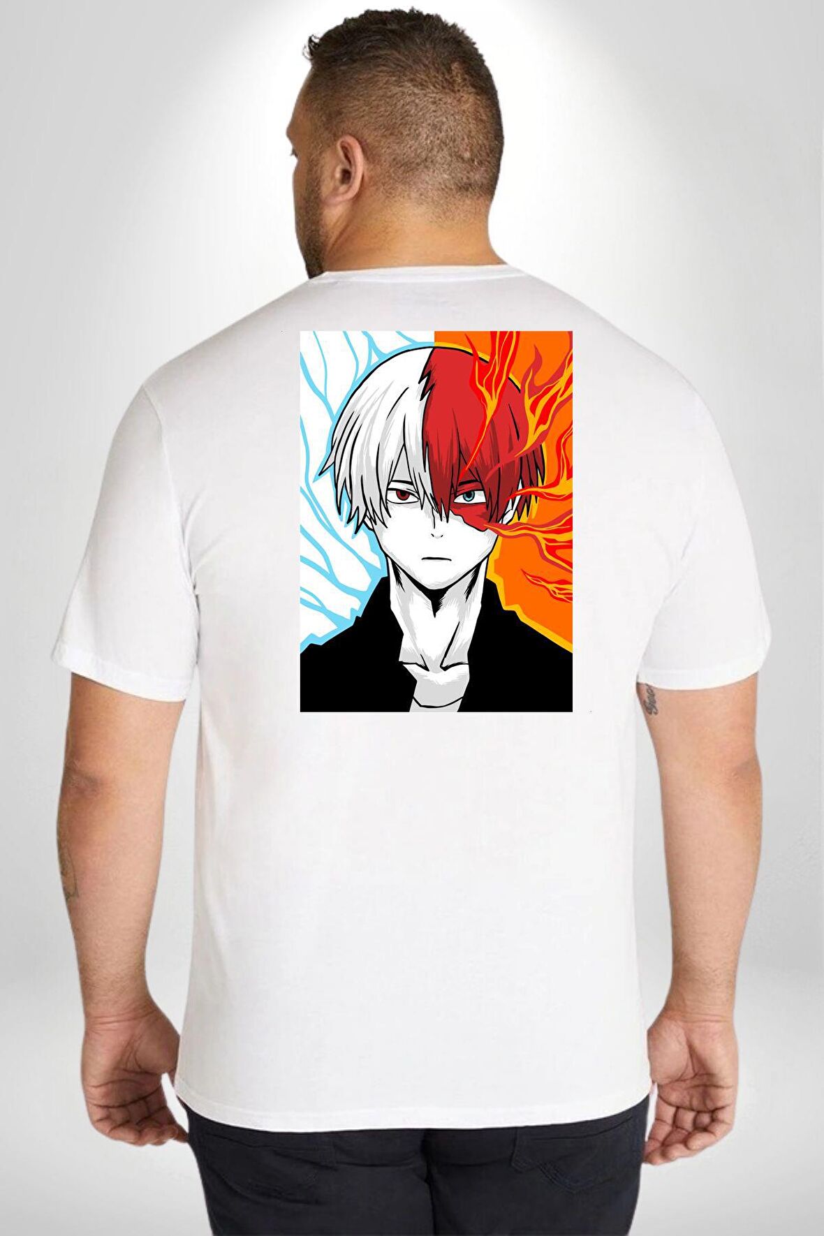 My Hero Academia Boku Anime  Büyük Beden Beyaz Tişört Kadın Erkek Ünisex Sırt Baskılı