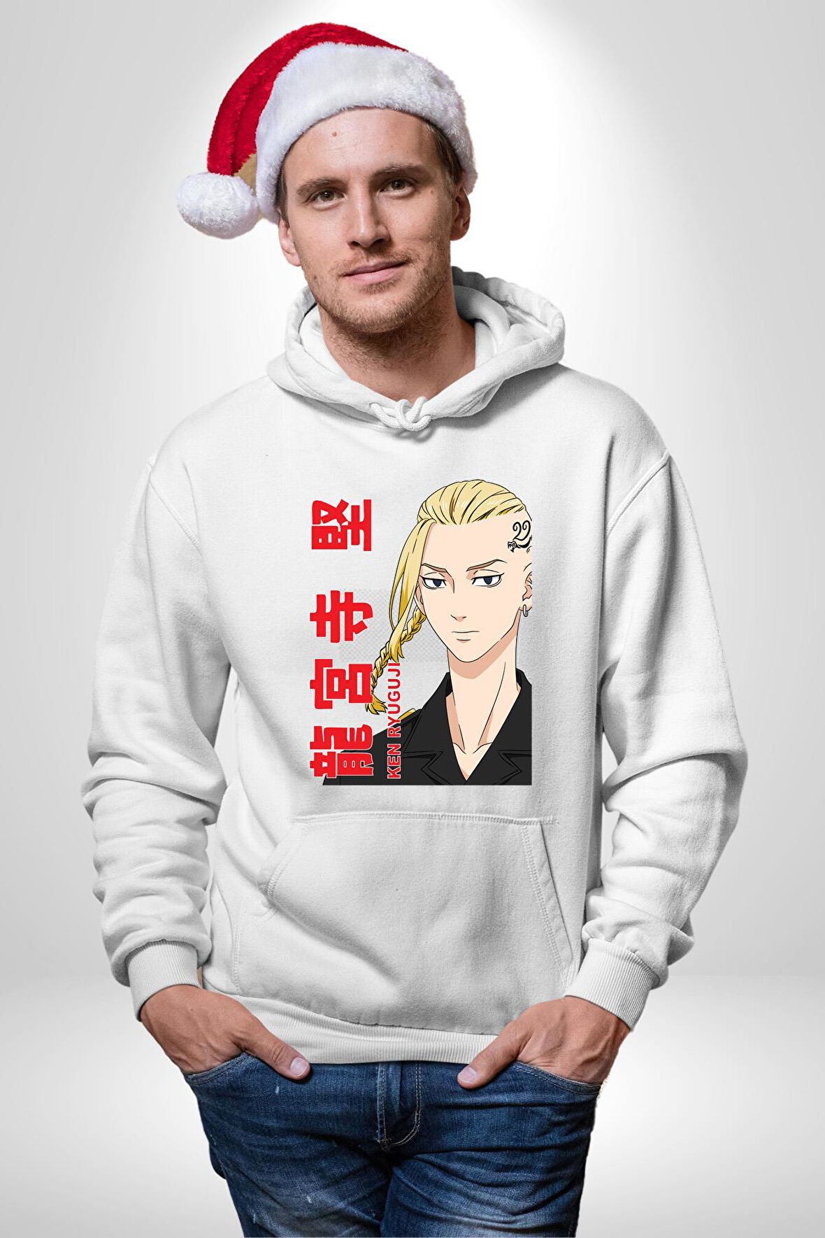 Ken Ryugujı Anime Tokyo İntikamcıları Kadın Erkek  Beyaz Kapüşonlu Sweatshirt Hoodie