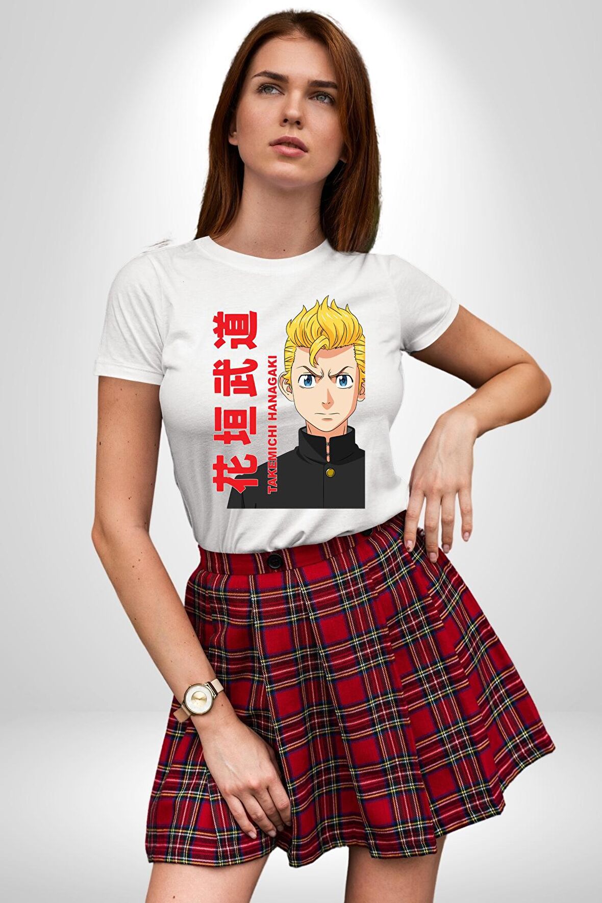 Takemichi Hanagaki Anime Tv Series Tokyo Revengers Kadın Erkek Unisex Beyaz Organik Baskılı T-Shirt Penye Yüksek Kalite