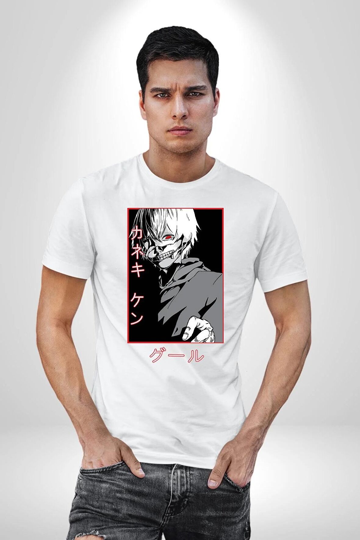 Kaneki Ken Kuma Japon Anime Şeytan Kadın Erkek Unisex Beyaz Organik Baskılı T-Shirt Penye Yüksek Kalite