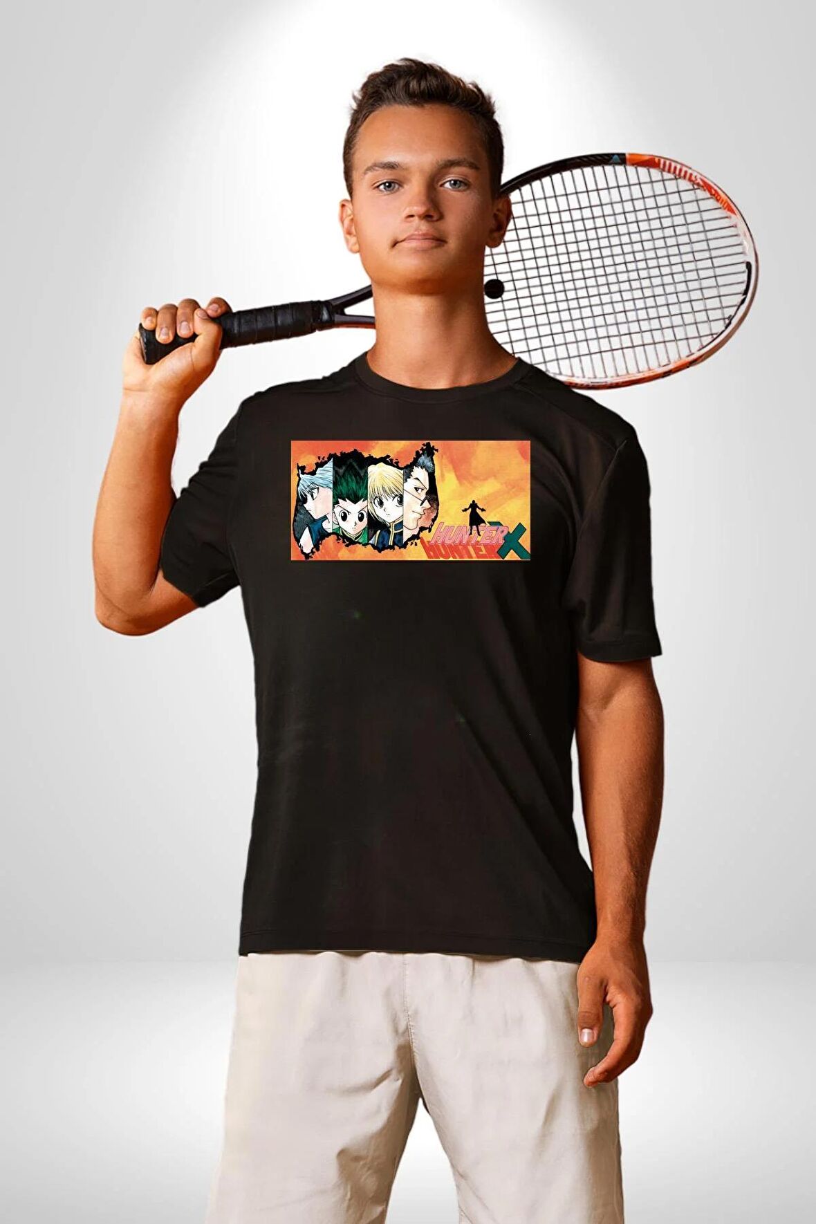 Hunter X Hunter Anime  Kadın Erkek Unisex Siyah Organik Baskılı T-Shirt Penye Yüksek Kalite