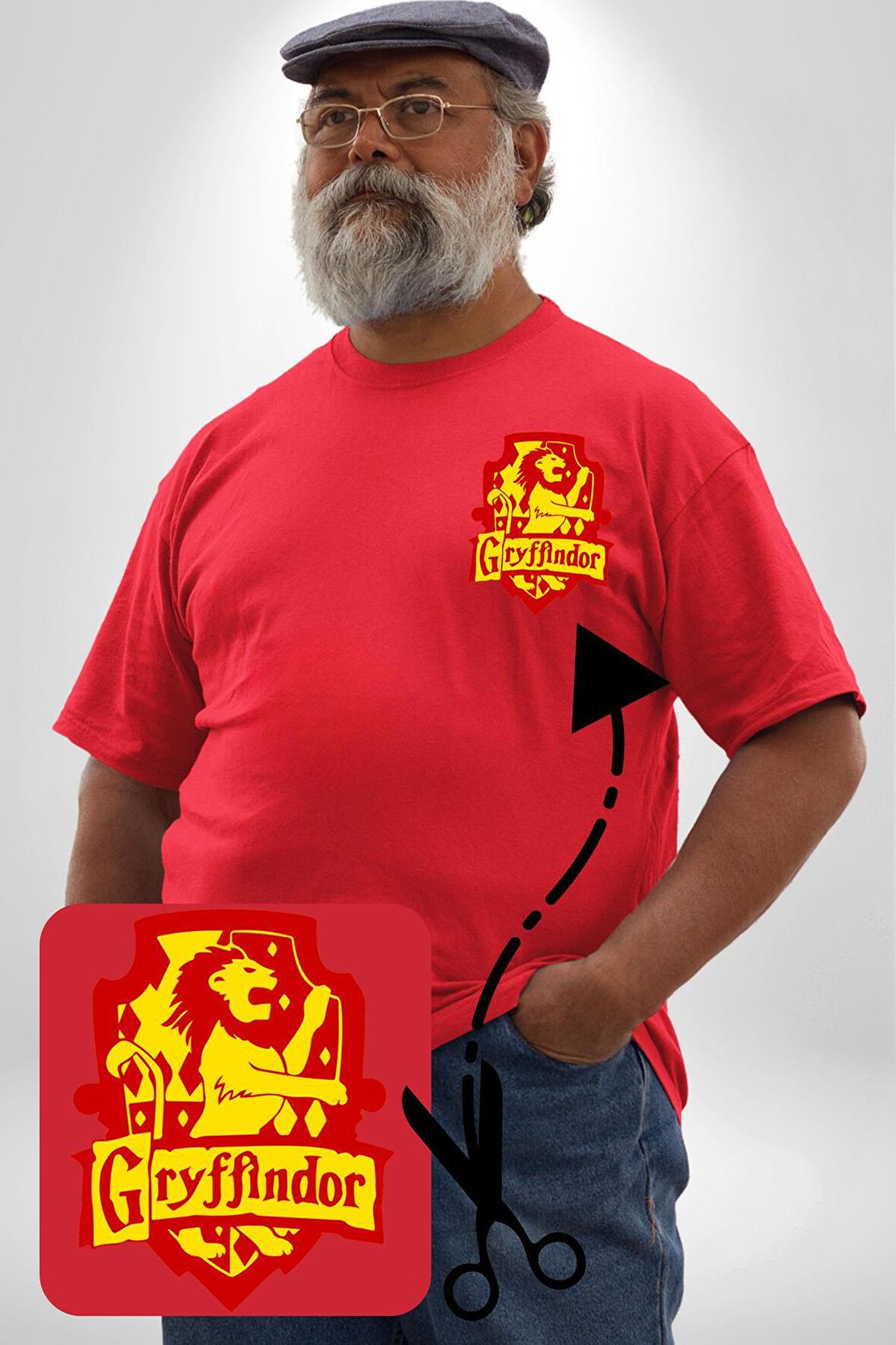 Gryffindor Kırmızı Büyük Beden Kadın Basic Minimal Baskılı Tişört