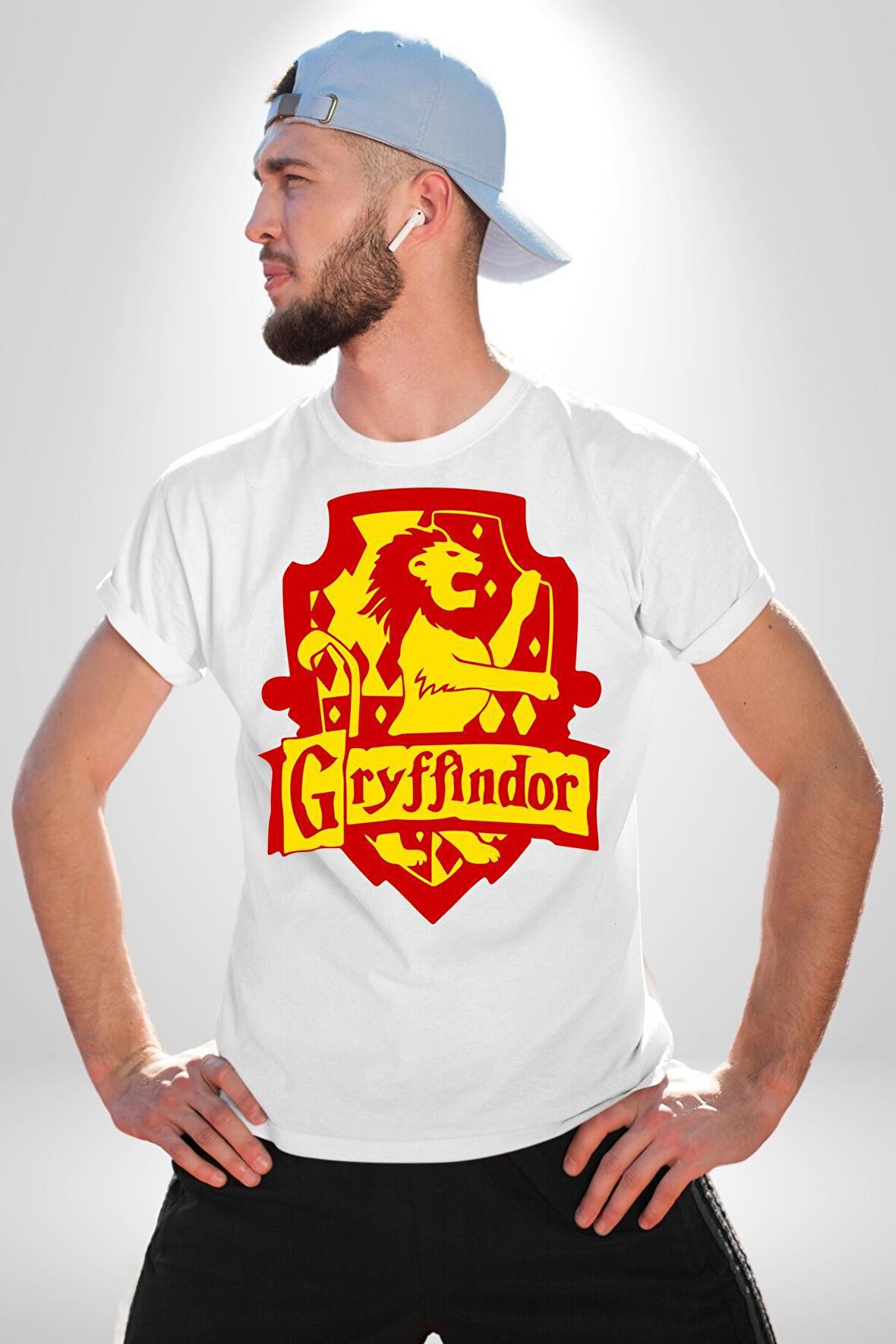 Gryffindor Kadın Erkek Unisex Beyaz Organik Baskılı T-Shirt Penye Yüksek Kalite