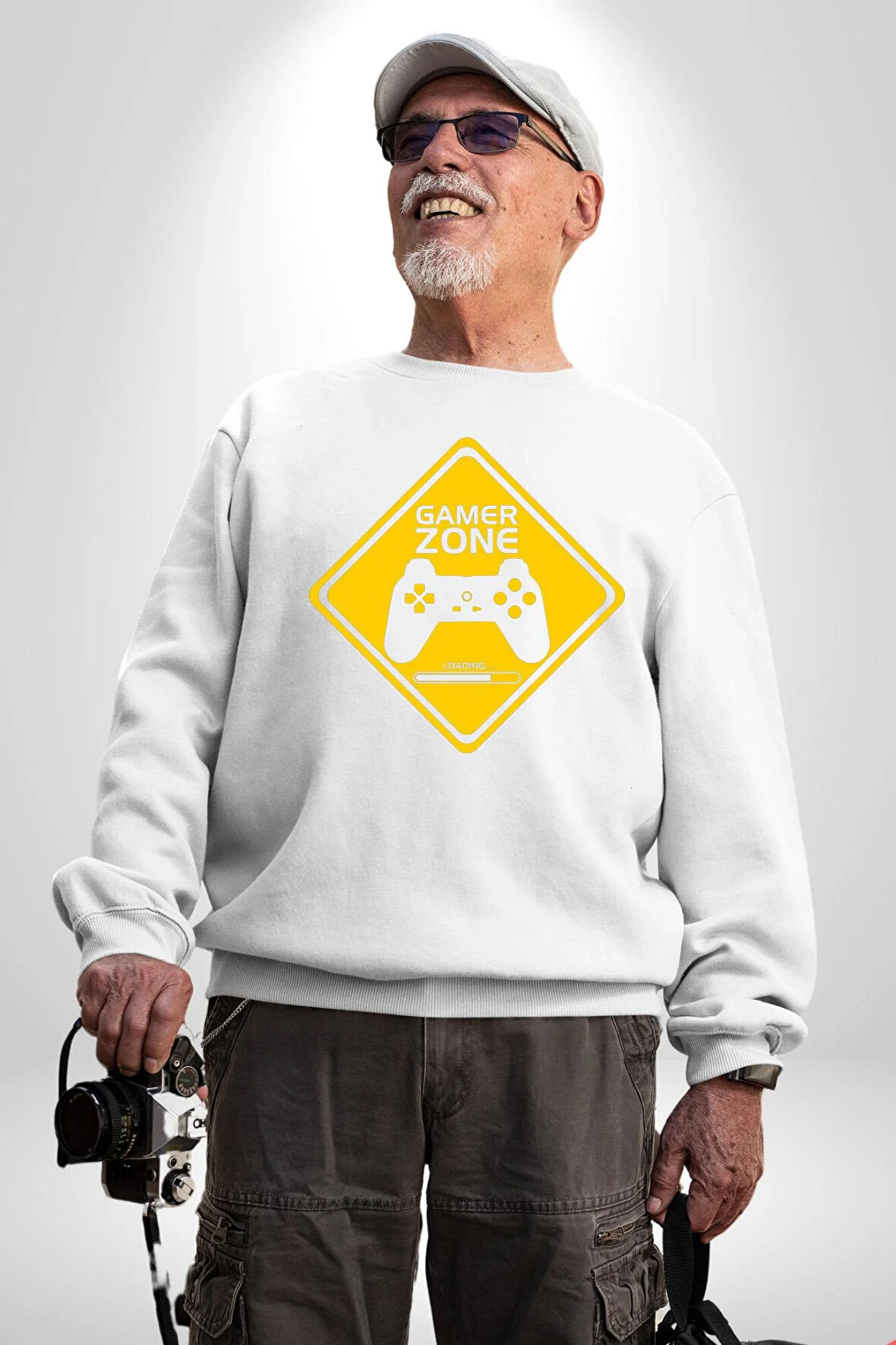 Game Oyun Alanı Kadın Erkek Beyaz Sweatshirt 