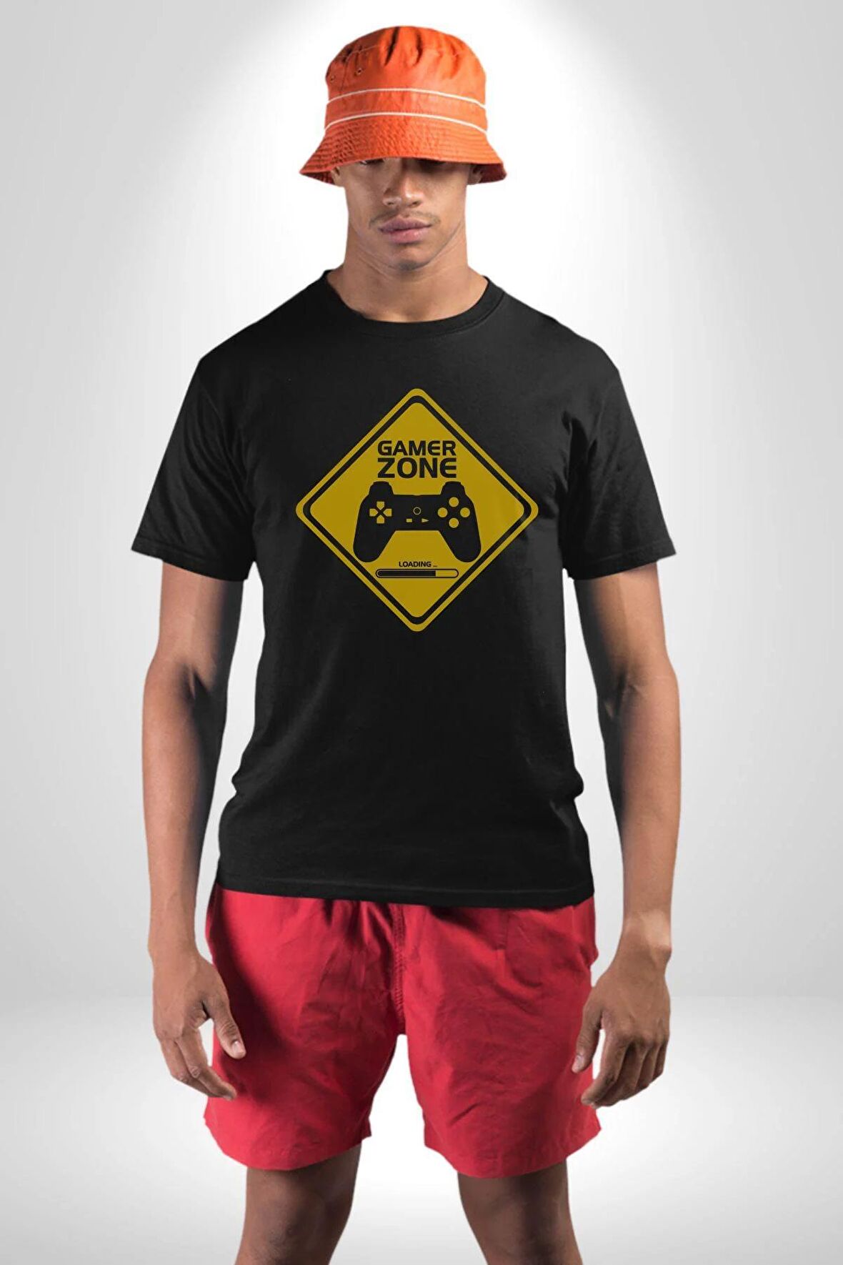 Game Oyun Alanı Kadın Erkek Unisex Siyah Organik Baskılı T-Shirt Penye Yüksek Kalite