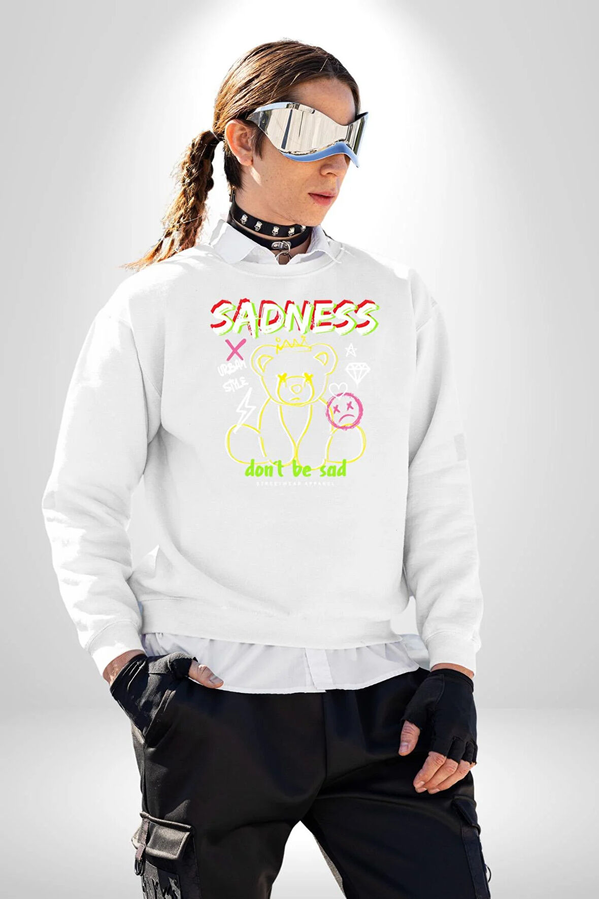 Üzüntü üzülme Kadın Erkek Beyaz Sweatshirt 