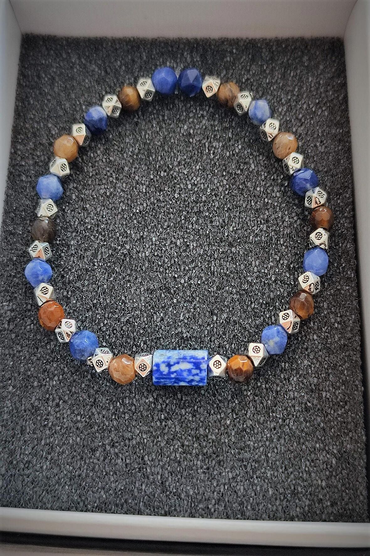 4 MM LAPİS LAZULİ, KAPLANGÖZÜ ERKEK DOĞAL TAŞ BİLEKLİK