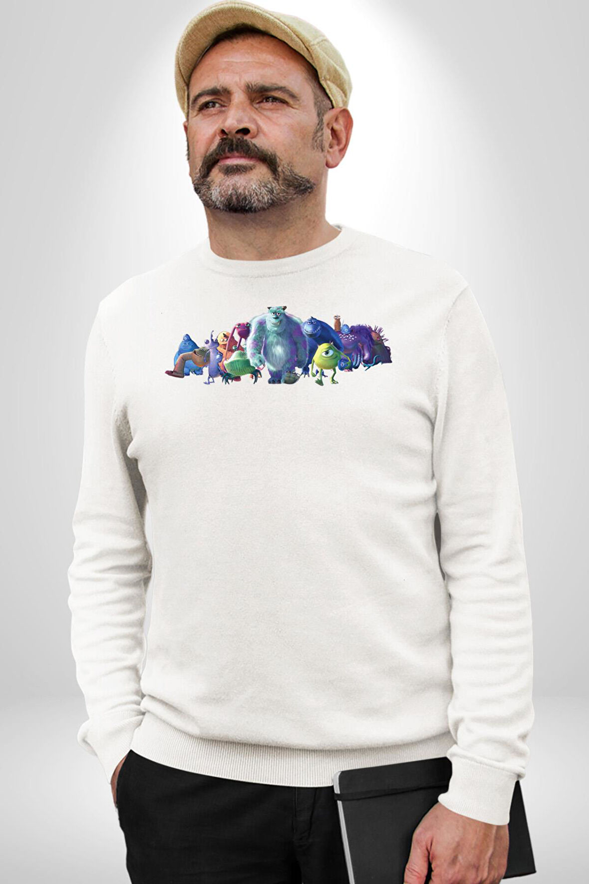 Canavarlar Kadın Erkek Beyaz Sweatshirt 