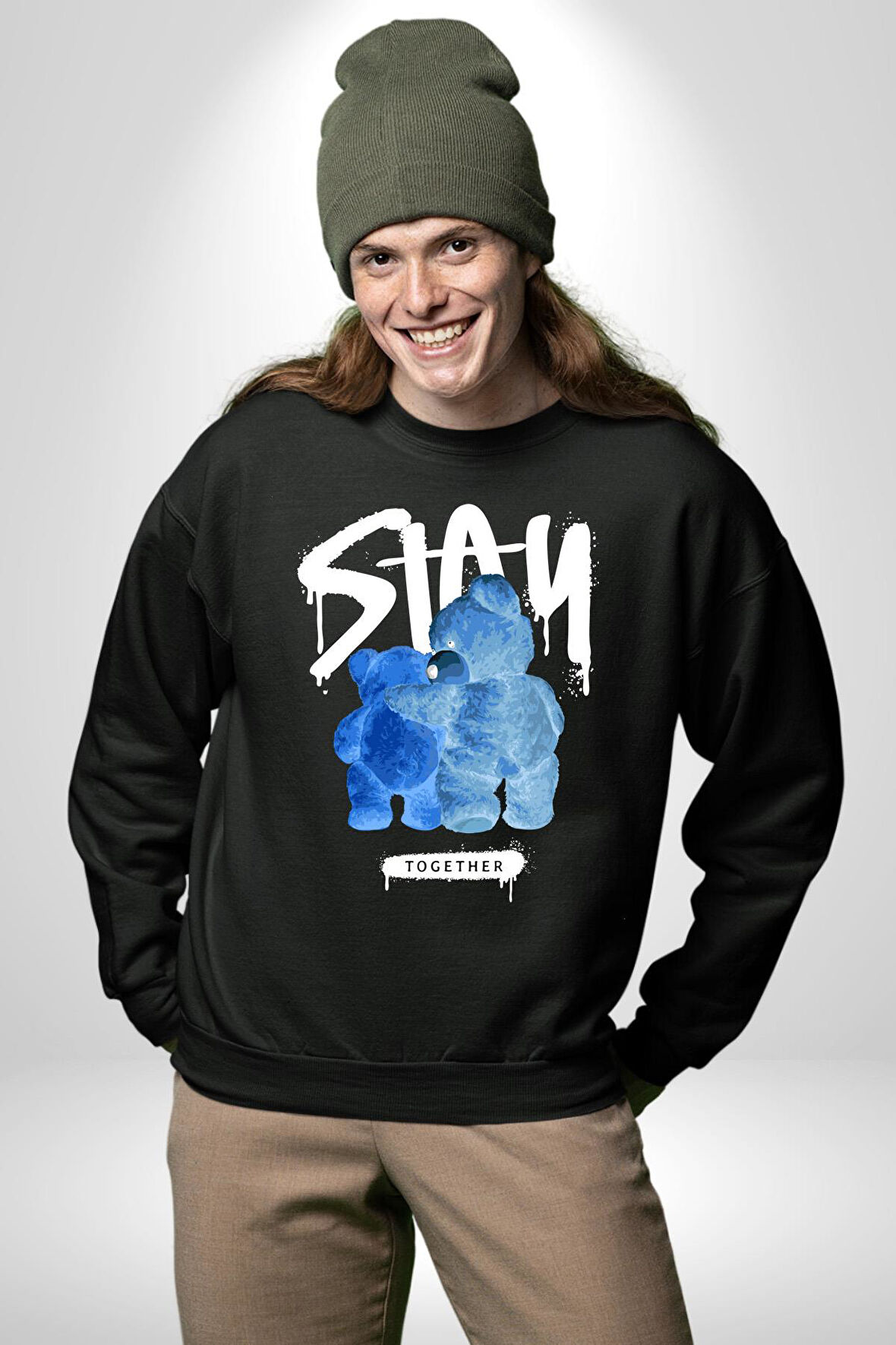 Birlikte Kal Kadın Erkek Siyah Sweatshirt 