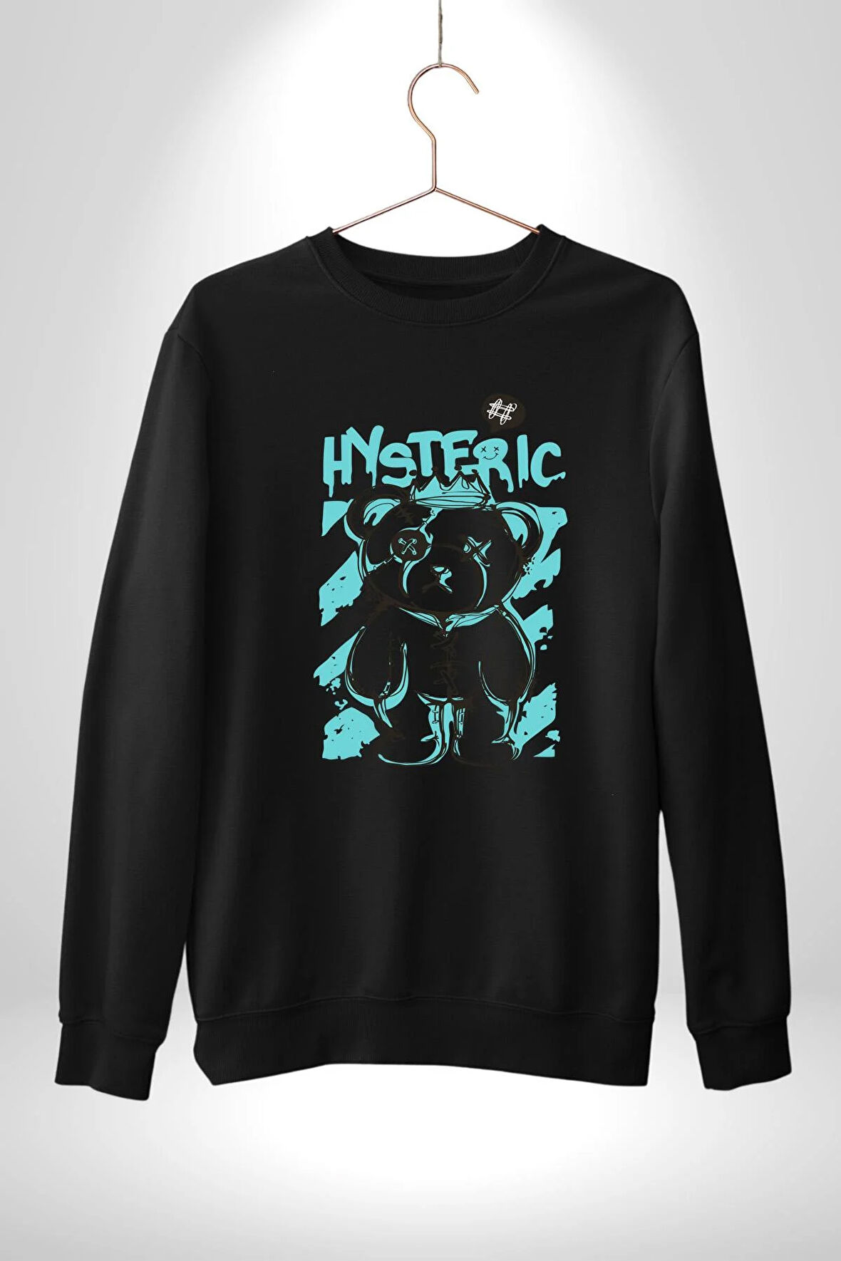 Histerik Kadın Erkek Siyah Sweatshirt 