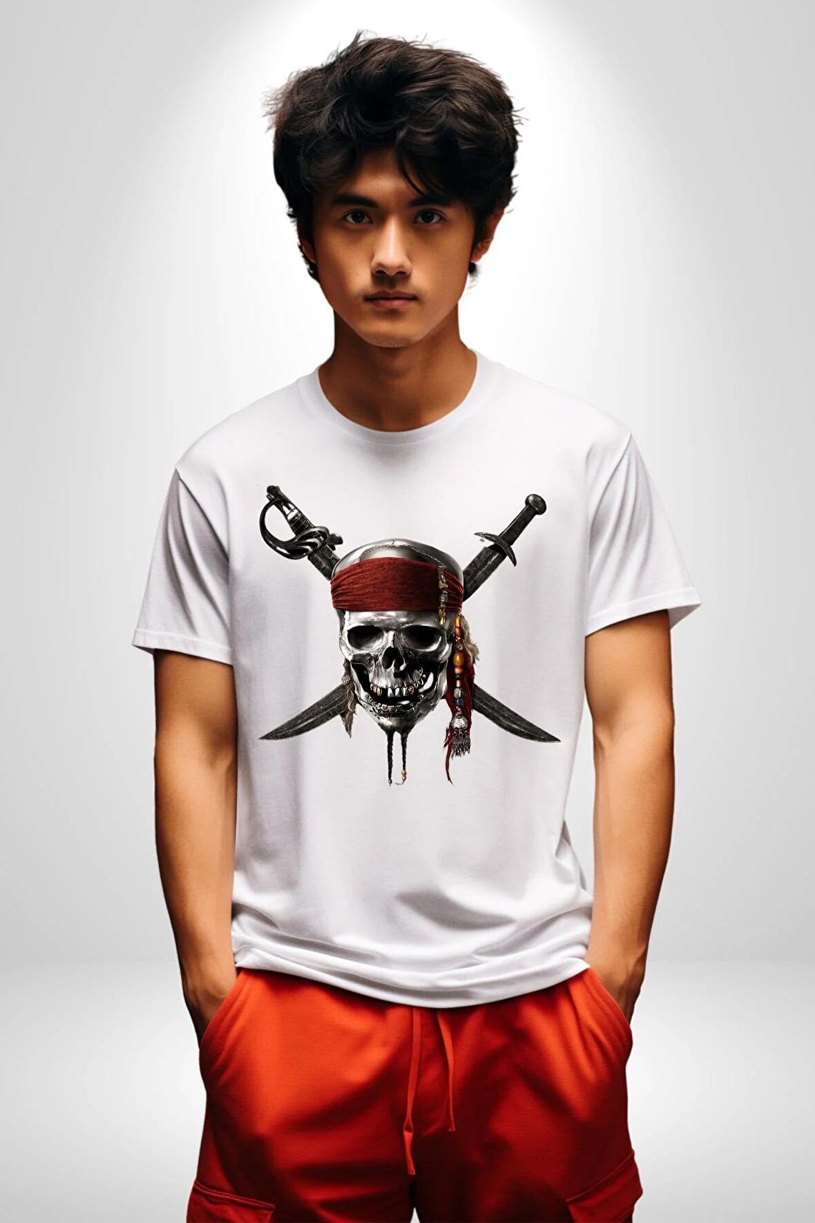 Krayip Korsanları Sinema Kadın Erkek Unisex Beyaz Organik Baskılı T-Shirt Penye Yüksek Kalite