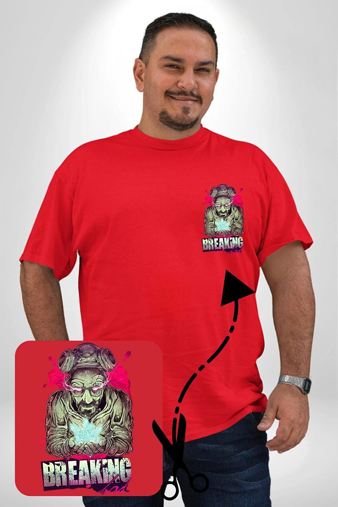 Breaking Bad Kırmızı Büyük Beden Kadın Basic Minimal Baskılı Tişört