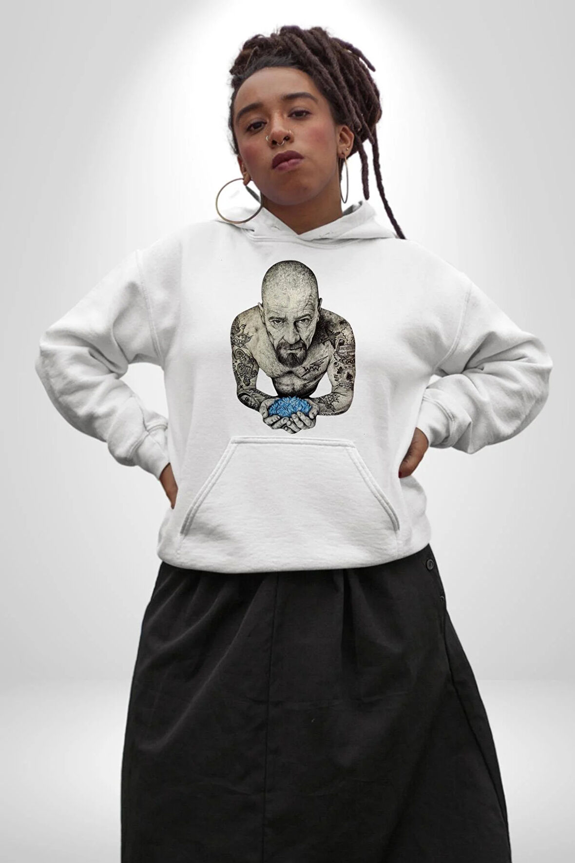 Breaking Bad Kadın Erkek  Beyaz Kapüşonlu Sweatshirt Hoodie