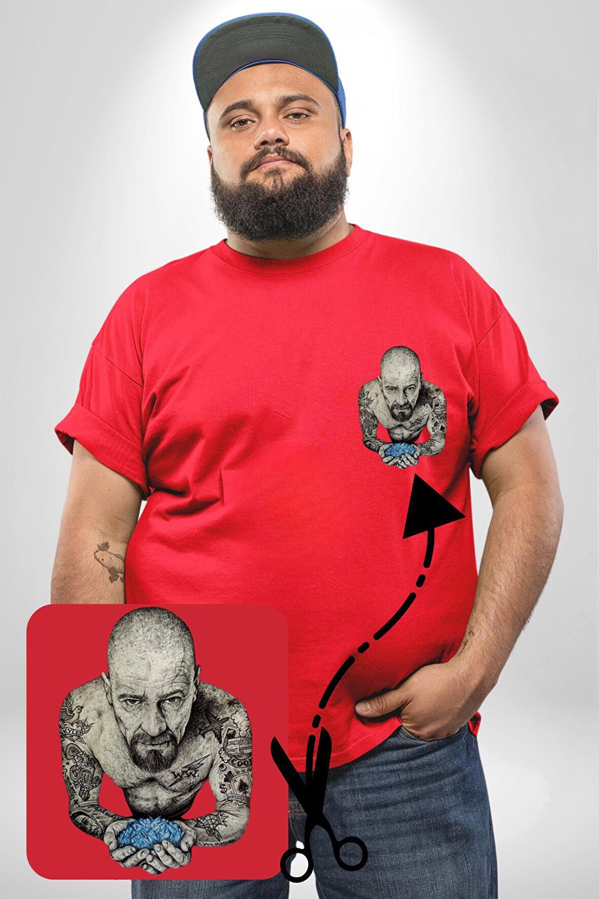 Breaking Bad Kırmızı Büyük Beden Kadın Basic Minimal Baskılı Tişört