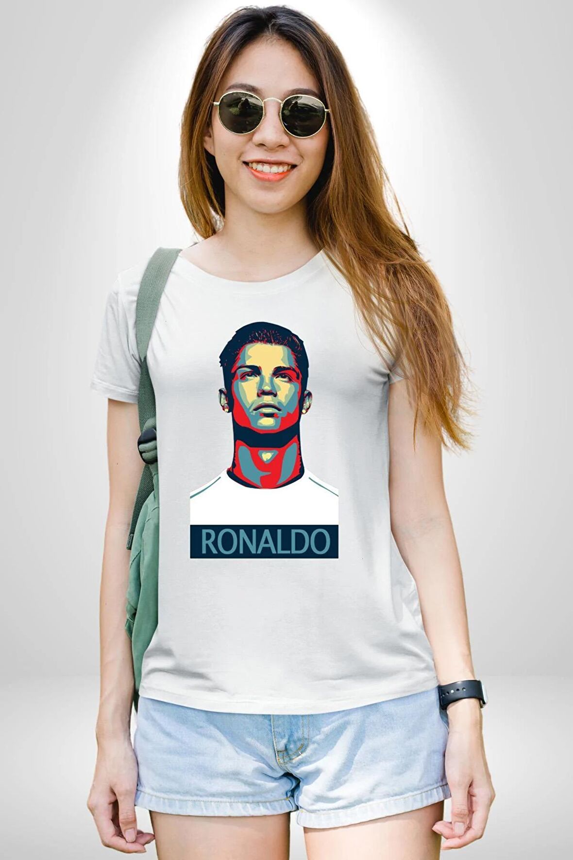 Ronaldo Kadın Erkek Unisex Beyaz Organik Baskılı T-Shirt Penye Yüksek Kalite