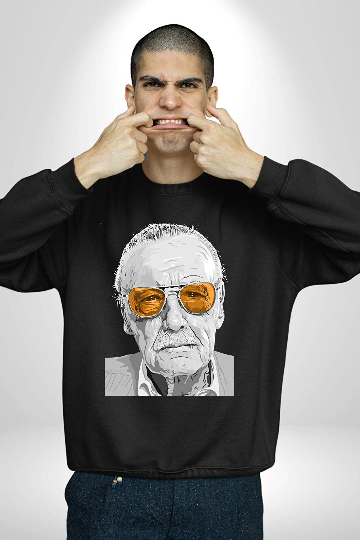 Stan Lee Kadın Erkek Siyah Sweatshirt 