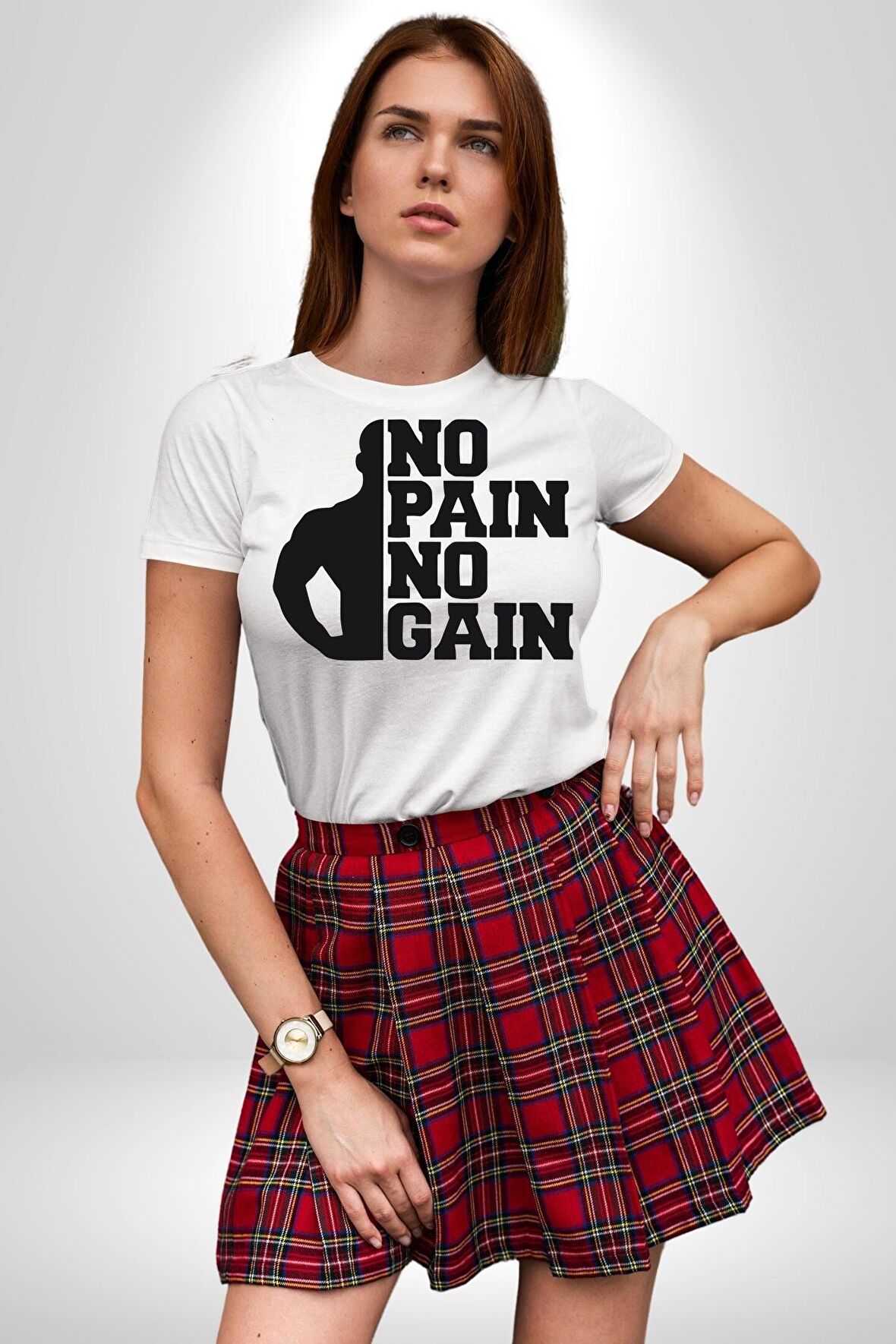 GYM Spor Sever Salon Vucut Geliştirme Emeksiz Olmaz  Kadın Erkek Unisex Beyaz Organik Baskılı T-Shirt Penye Yüksek Kalite