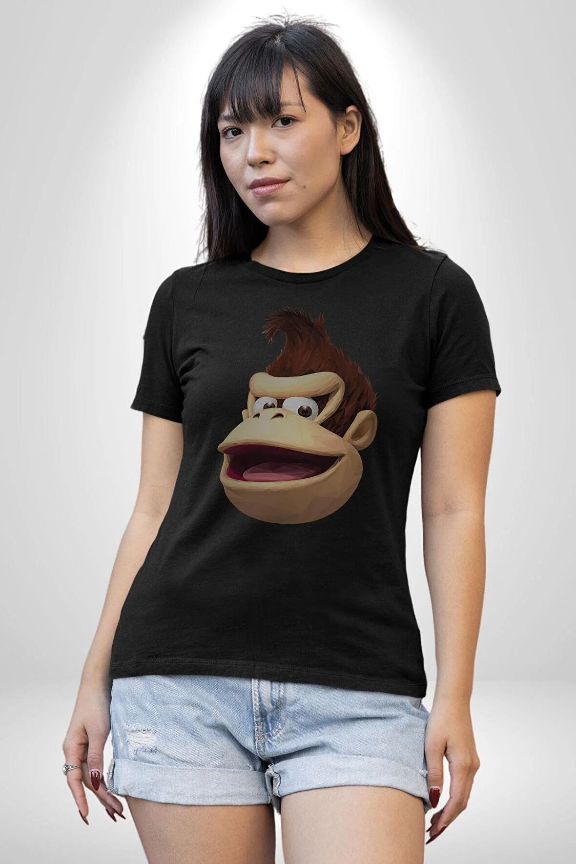 Maymun Krallığı Kadın Erkek Unisex Siyah Organik Baskılı T-Shirt Penye Yüksek Kalite