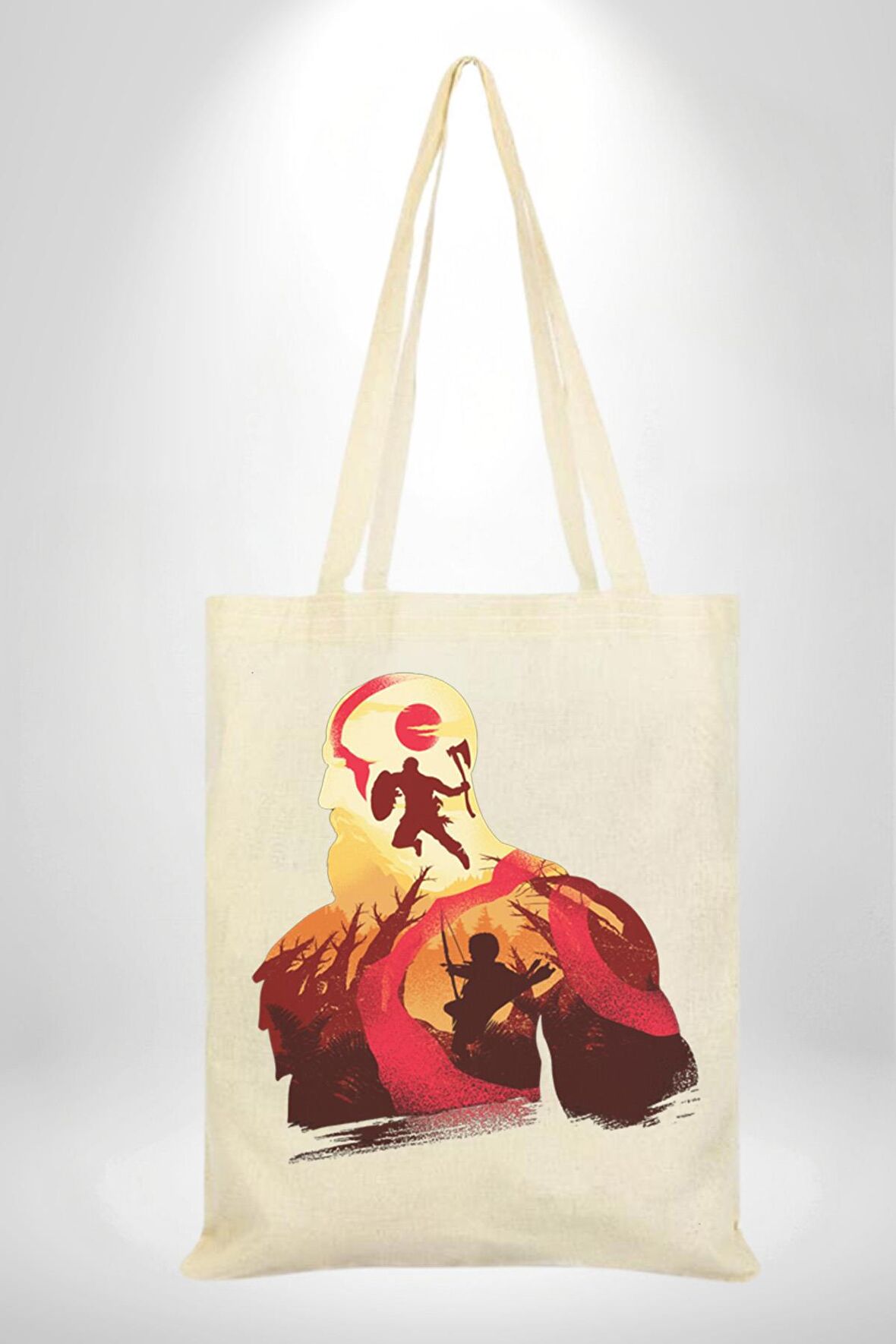 God Of War Kratos Oyun 35X40 Kadın Erkek Çocuk Ekru Ham Bez Çanta
