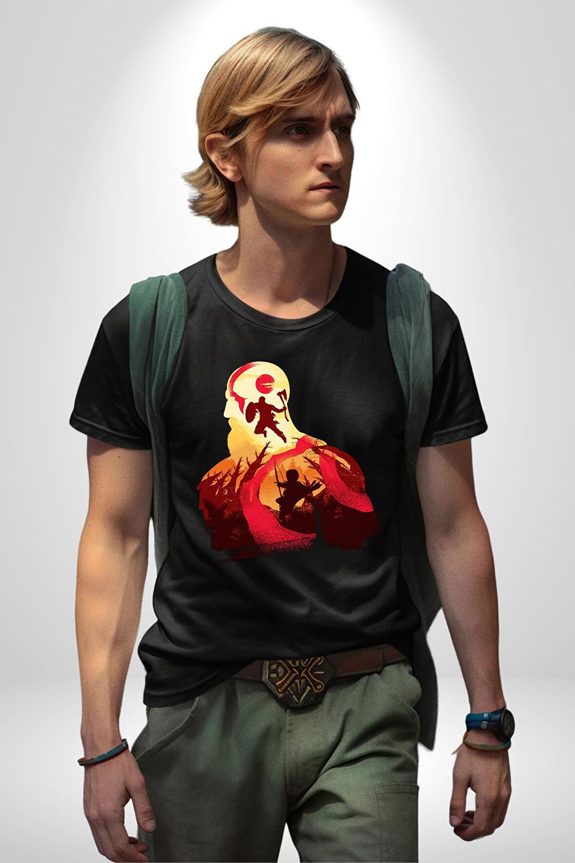 God Of War Kratos Oyun Kadın Erkek Unisex Siyah Organik Baskılı T-Shirt Penye Yüksek Kalite