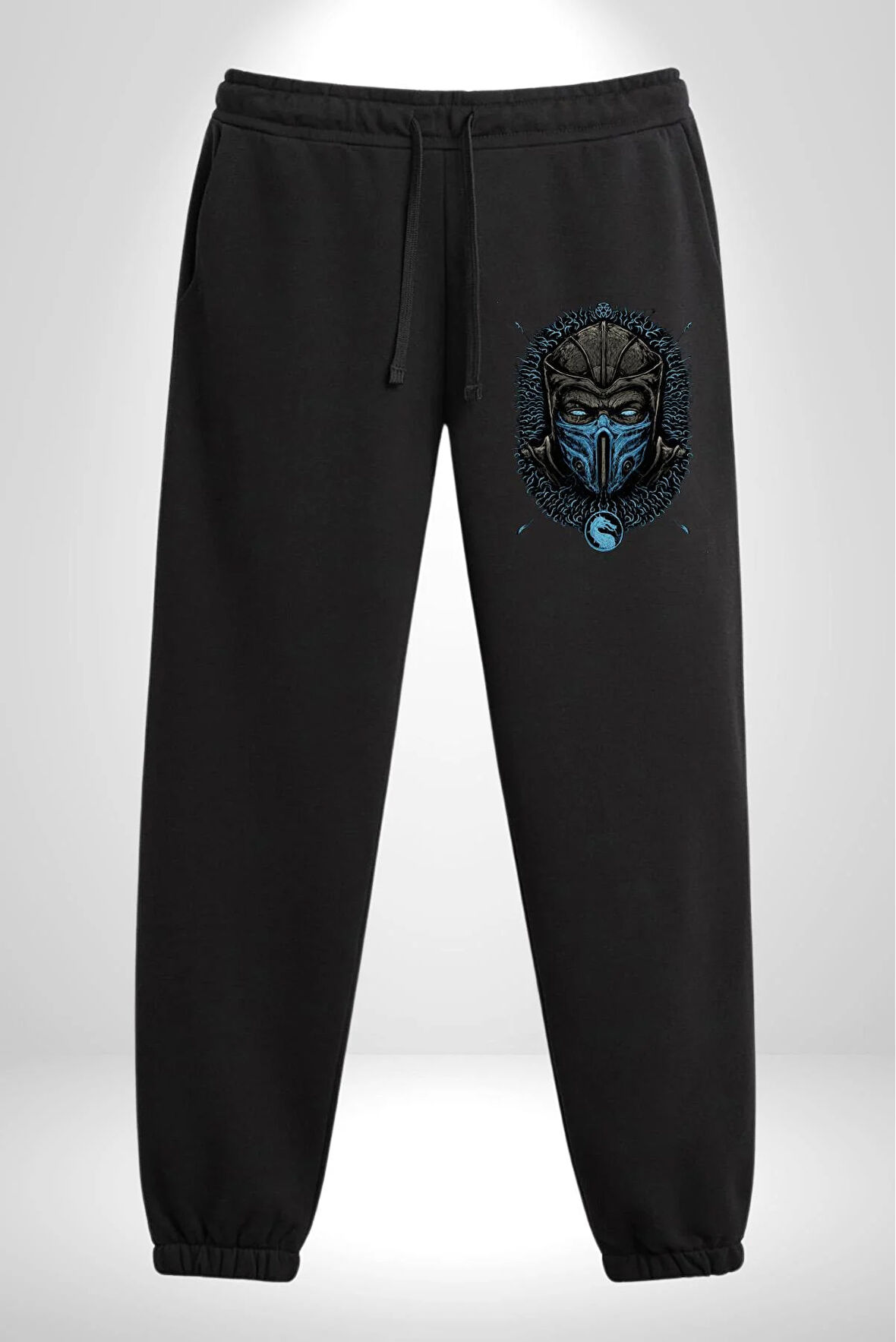 Mortal Kombat Sub-Zero  3 İplik Erkek Baskılı Siyah Eşofman Altı