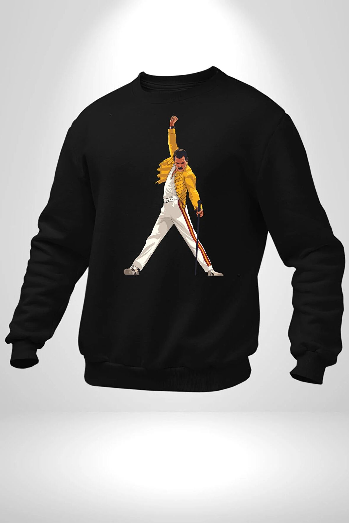Queen Freddie Mercury  Kadın Erkek Siyah Sweatshirt 