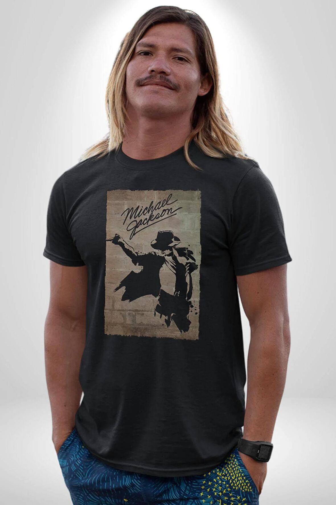 Michael Jackson  Kadın Erkek Unisex Siyah Organik Baskılı T-Shirt Penye Yüksek Kalite