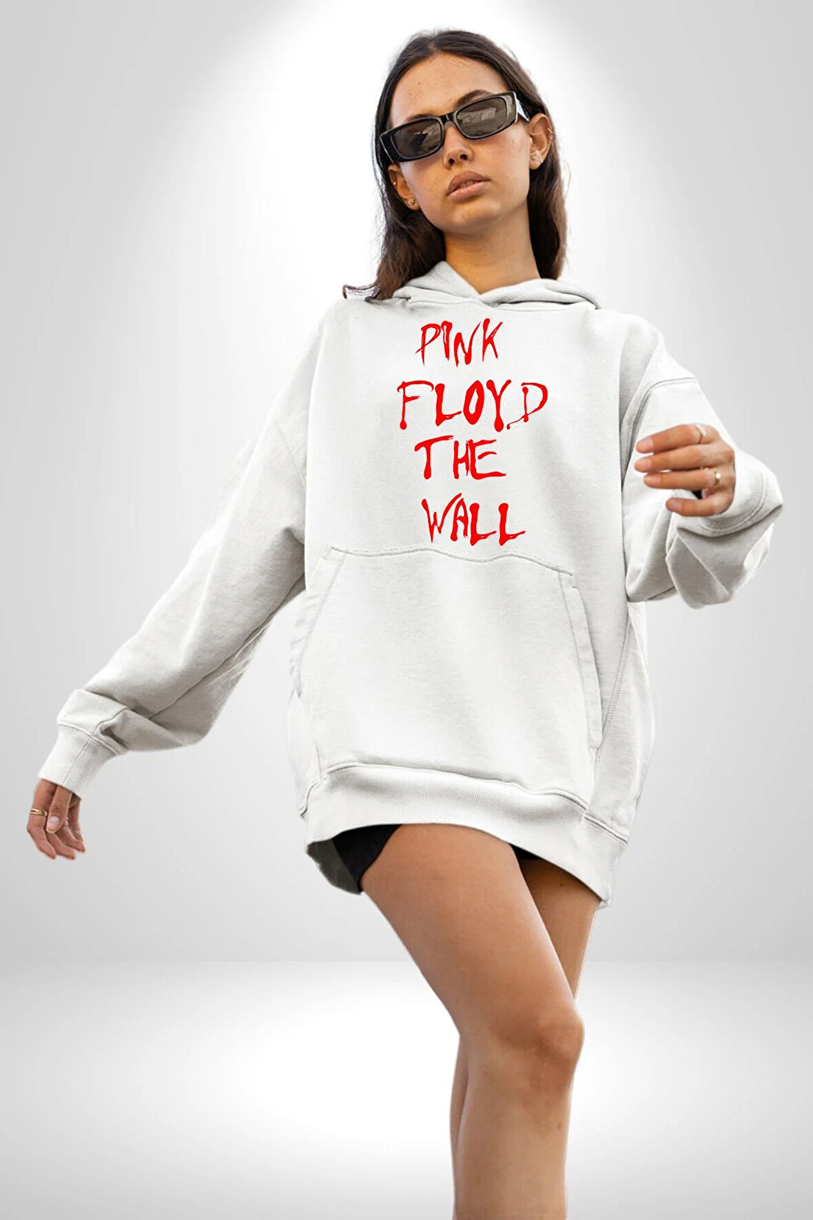Pink Floyd The Wall Kadın Erkek  Beyaz Kapüşonlu Sweatshirt Hoodie