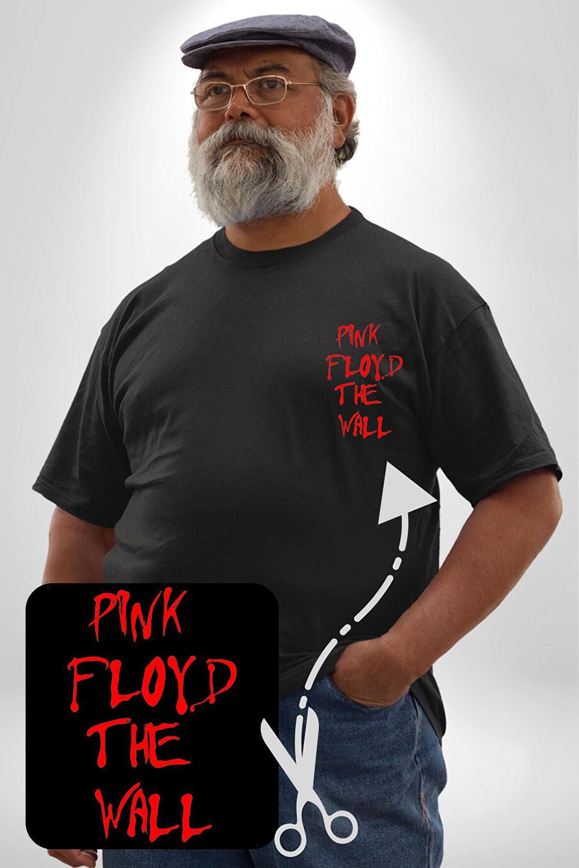 Pink Floyd The Wall Siyah Büyük Beden Kadın Basic Minimal Baskılı Tişört