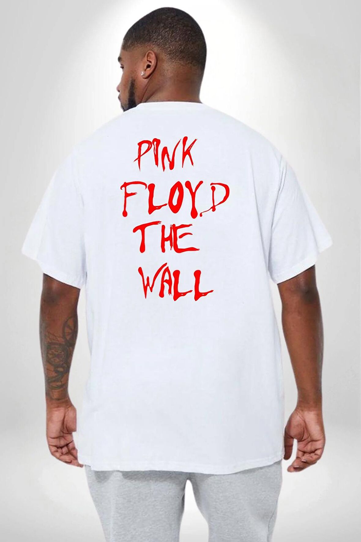 Pink Floyd The Wall Büyük Beden Beyaz Tişört Kadın Erkek Ünisex Sırt Baskılı