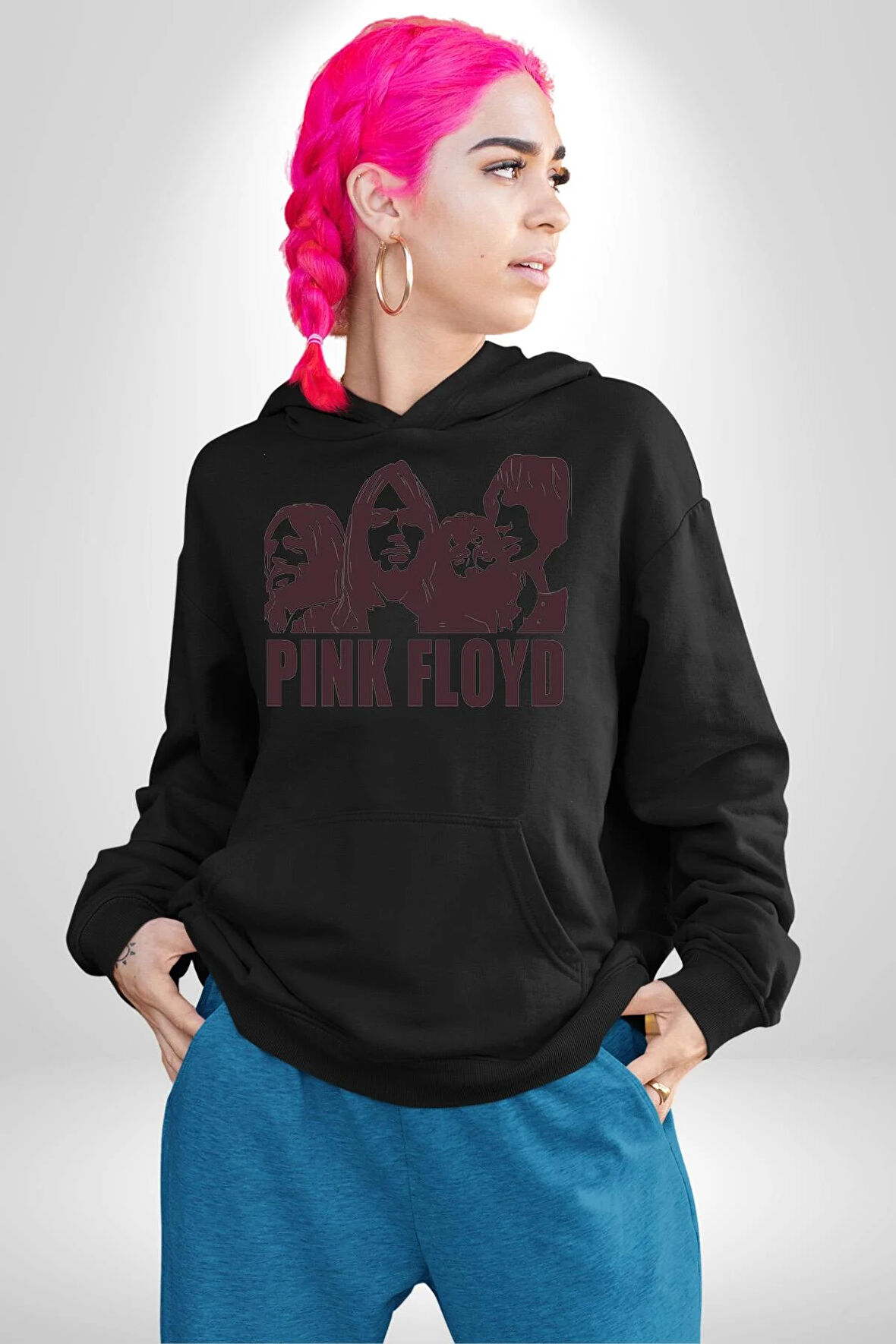 Pink Floyd Kadın Erkek  Siyah Kapüşonlu Sweatshirt Hoodie