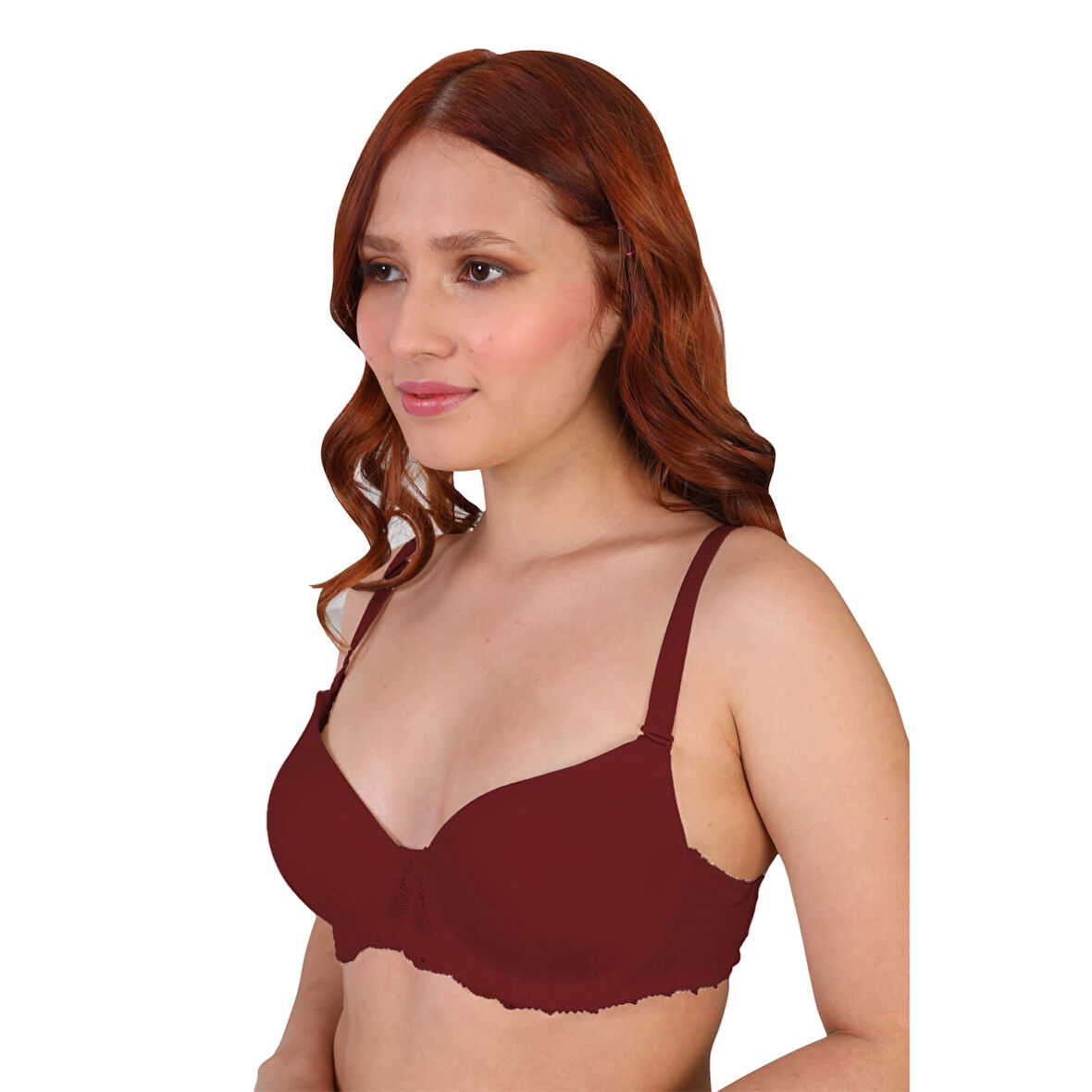 Bordo Mı 189d Pedli Dantelli Balenli Sütyen