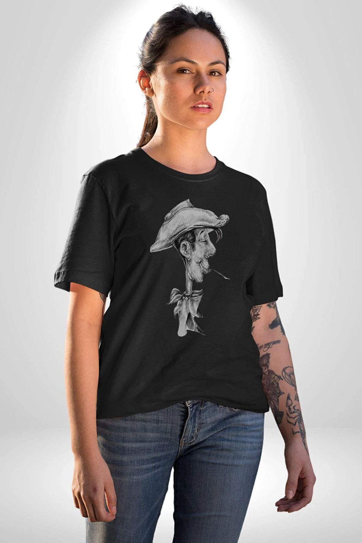 Red Kit Karakalem Kadın Erkek Unisex Siyah Organik Baskılı T-Shirt Penye Yüksek Kalite