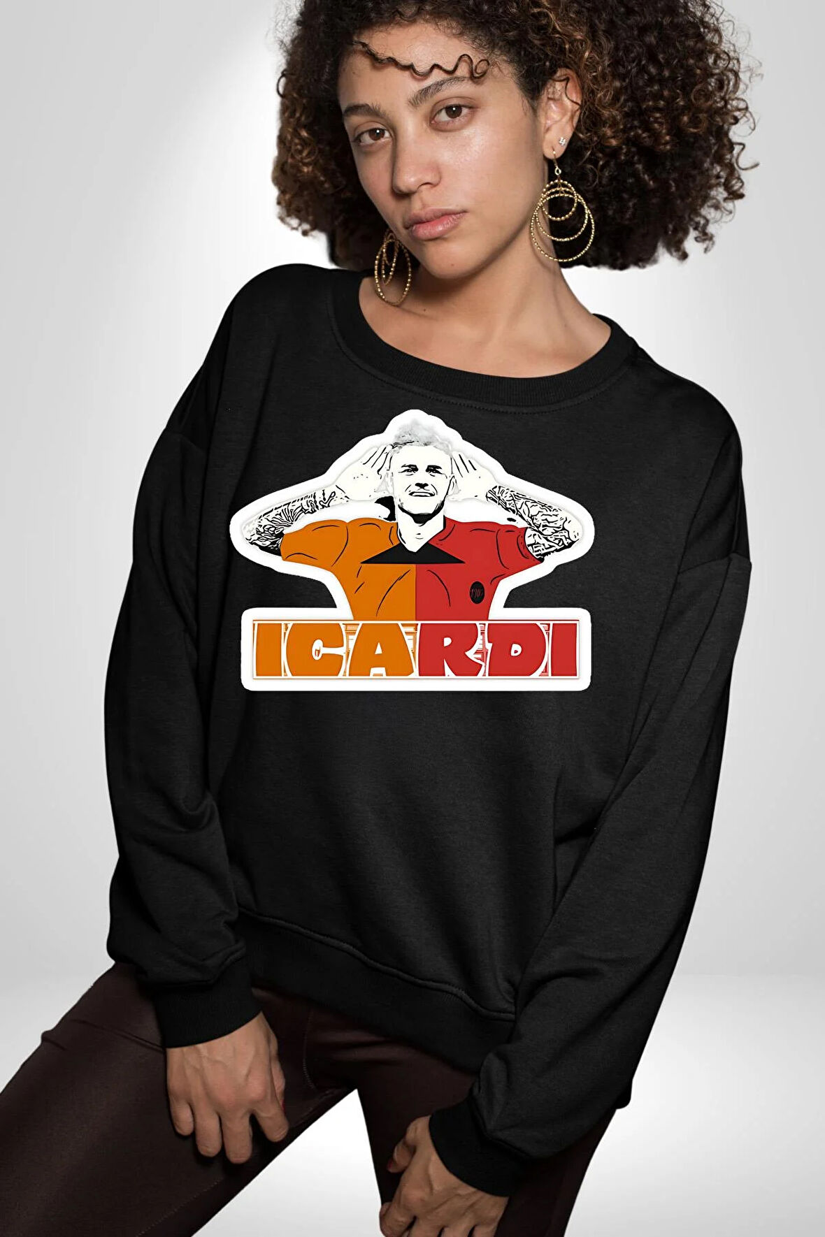 Mauro Icardi Gol Sevinci Kadın Erkek Siyah Sweatshirt 
