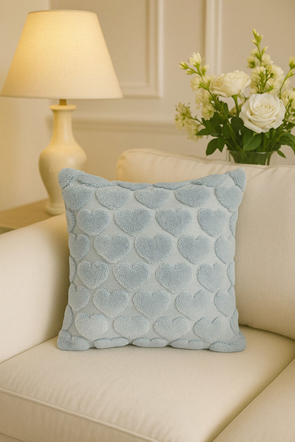 1 Adet Gri Kalpli Pofuduk Kırılent Kılıfı 42x42 cm 