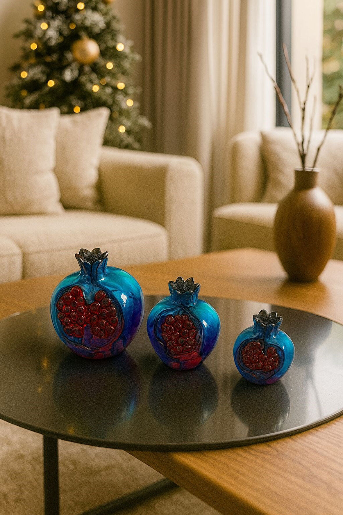 3'lü El Yapımı Nar Biblo Seti (Bolluk - Bereket)