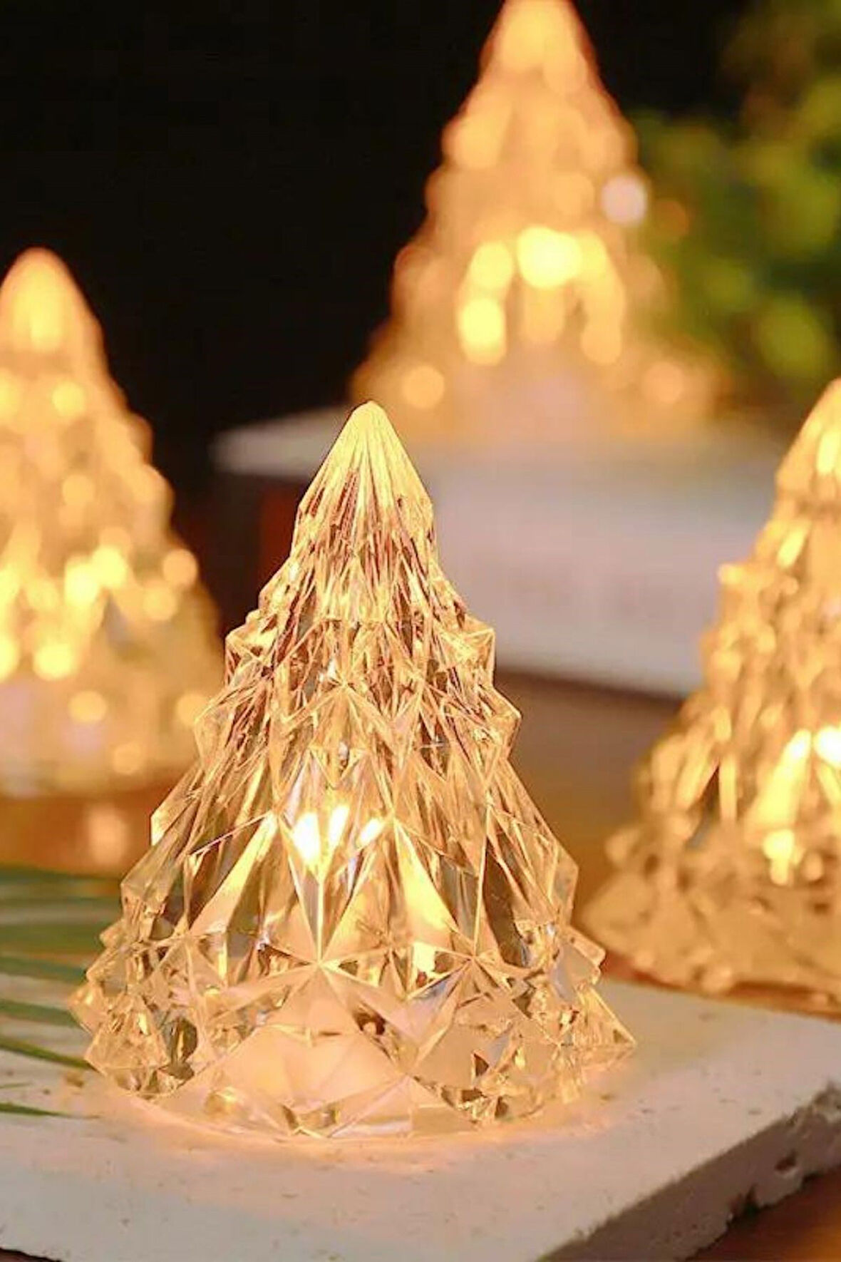 2'li Kristal  Görünümlü Çam Ağacı Led Işık