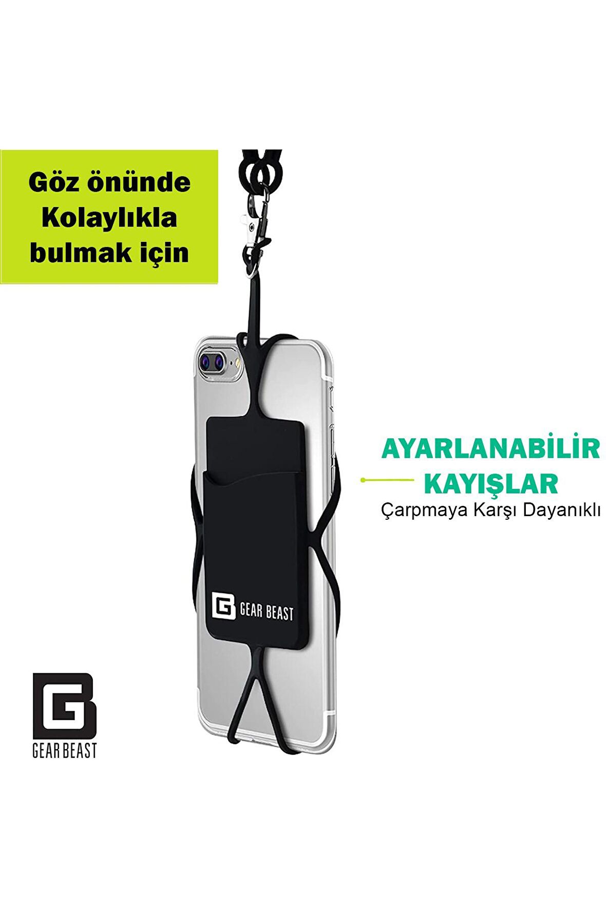 Tüm Telefonlara Uyumlu Siyah Askılı Telefon Kılıfı