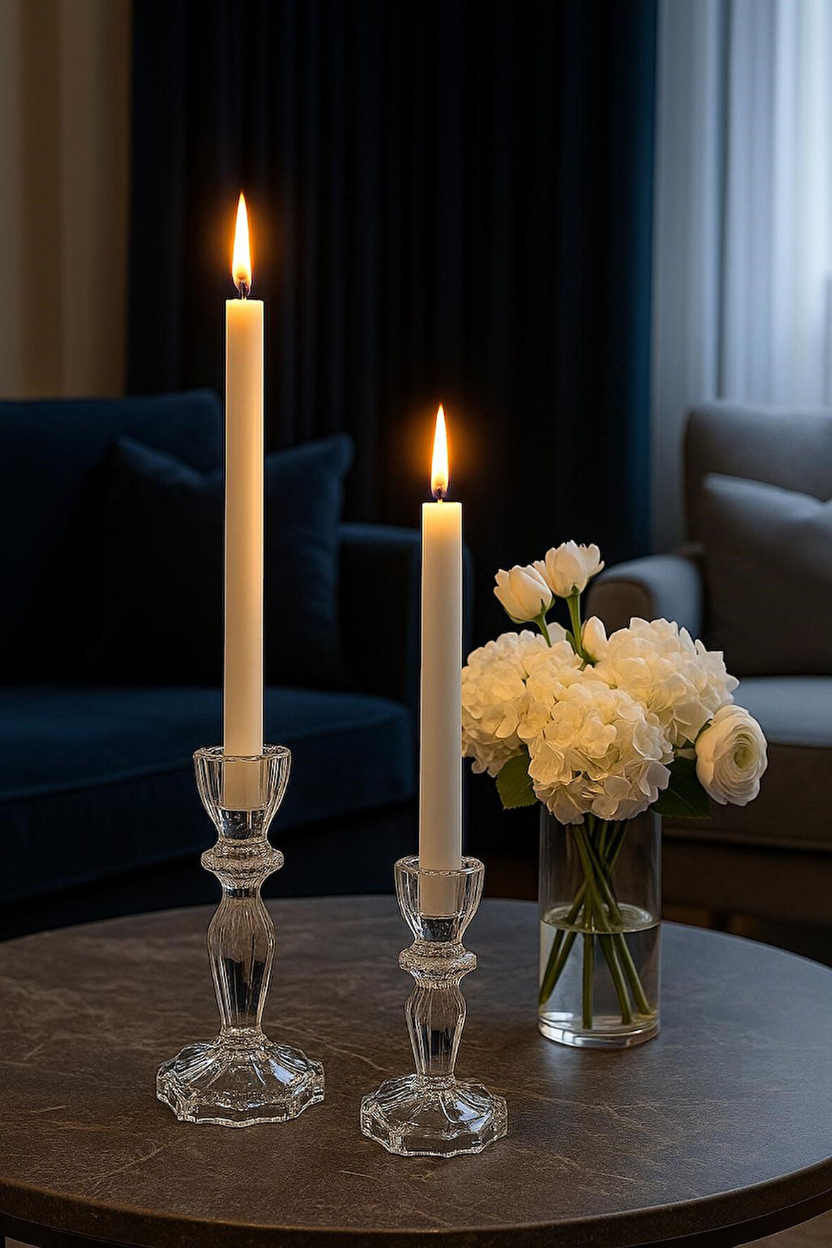 2’li Kristal Cam Şamdan Seti