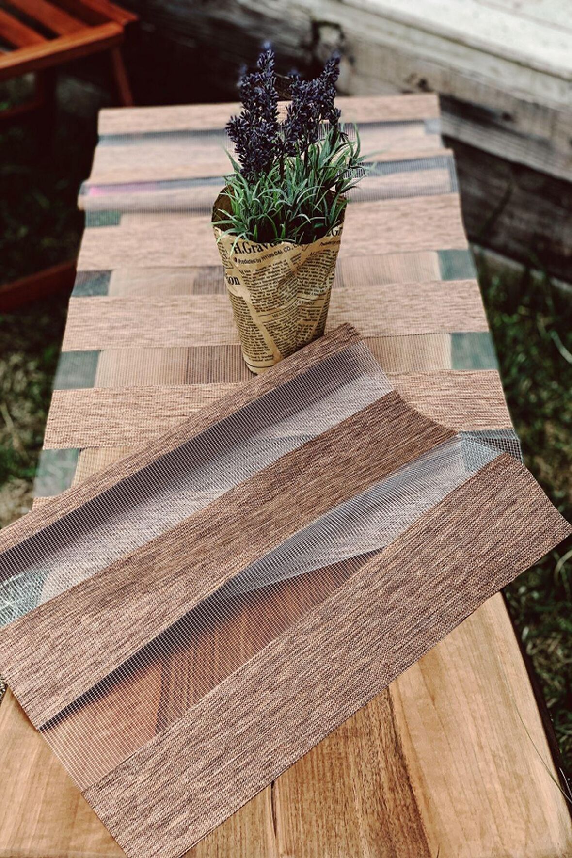 Bambu Görünümlü Modern Lazer Kesim Runner