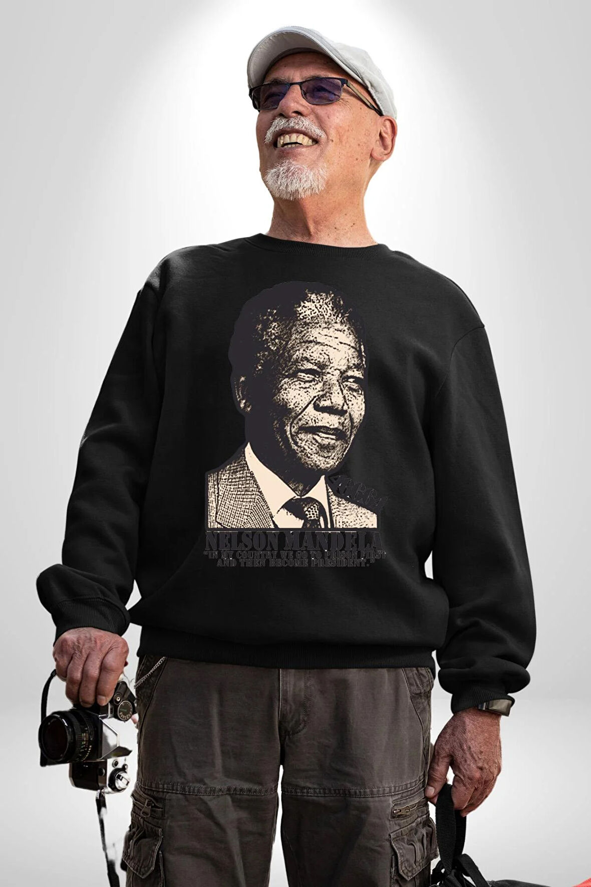 Nelson Mandela Kadın Erkek Siyah Sweatshirt 