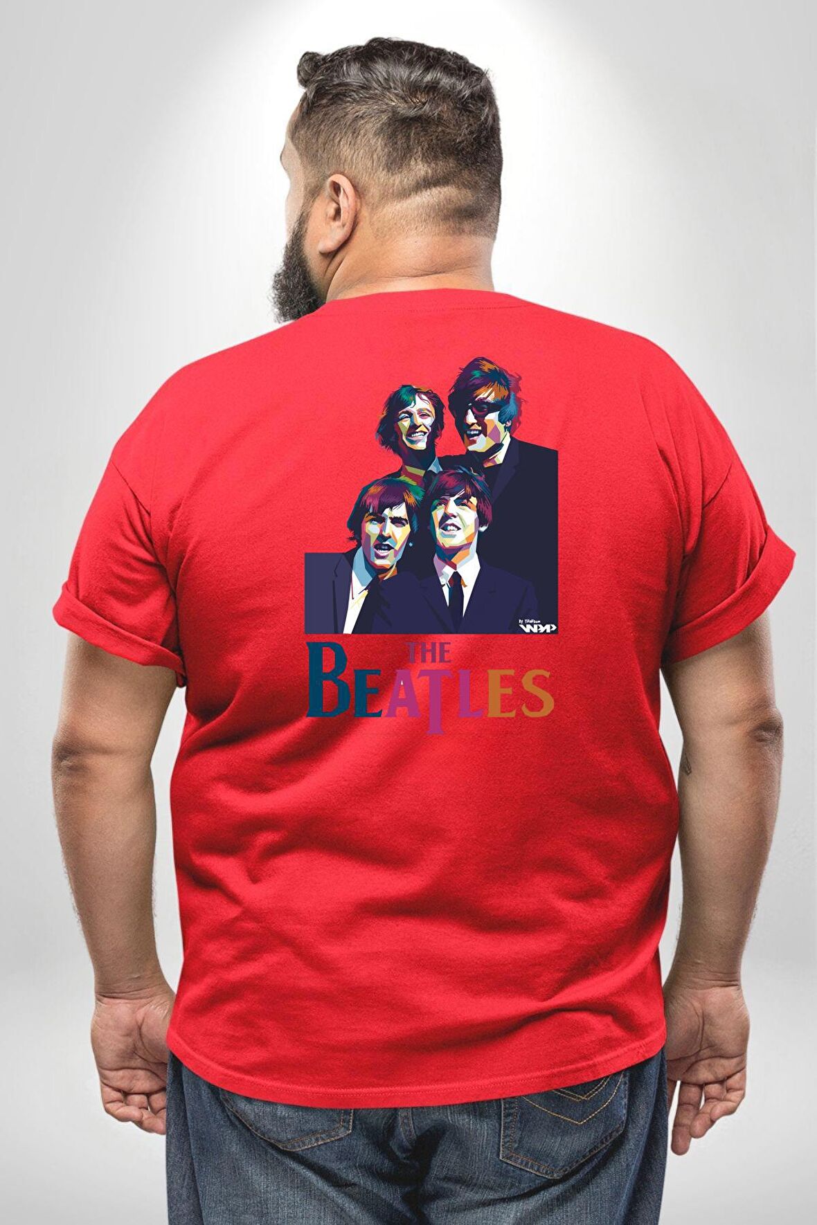The Beatles Büyük Beden Kırmızı Tişört Kadın Erkek Ünisex Sırt Baskılı