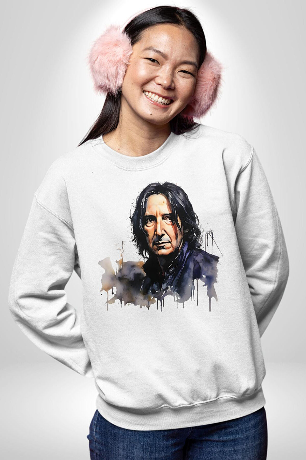 Severus Snape Sulu Boya Kadın Erkek Beyaz Sweatshirt 