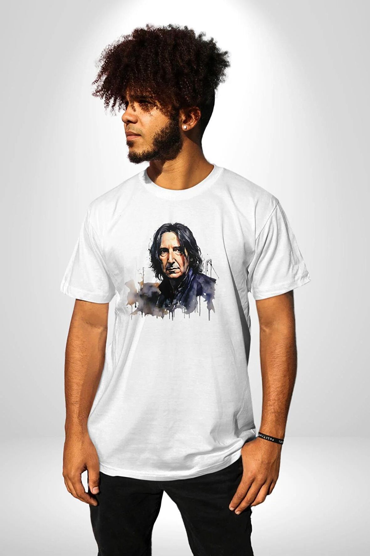 Severus Snape Sulu Boya Kadın Erkek Unisex Beyaz Organik Baskılı T-Shirt Penye Yüksek Kalite