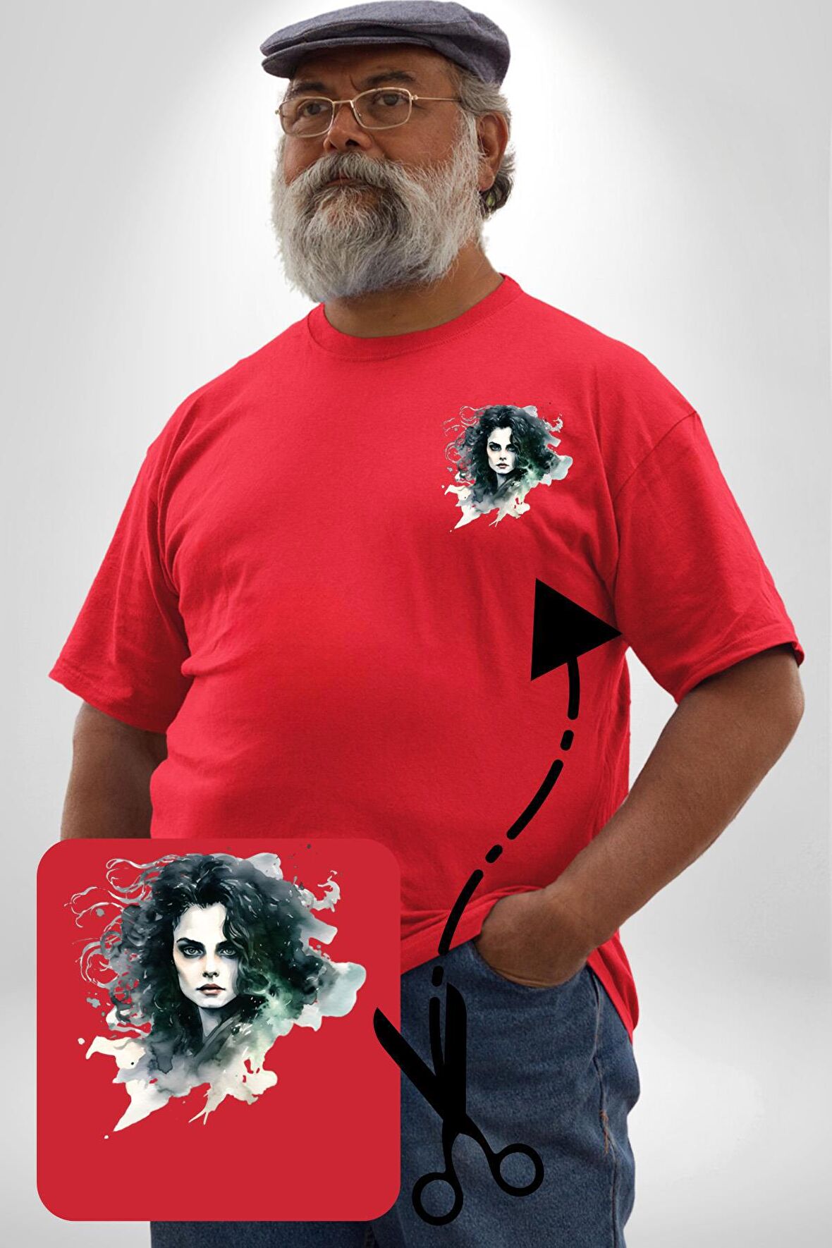 Bellatrix Lestrange Harry Potter Kırmızı Büyük Beden Kadın Basic Minimal Baskılı Tişört