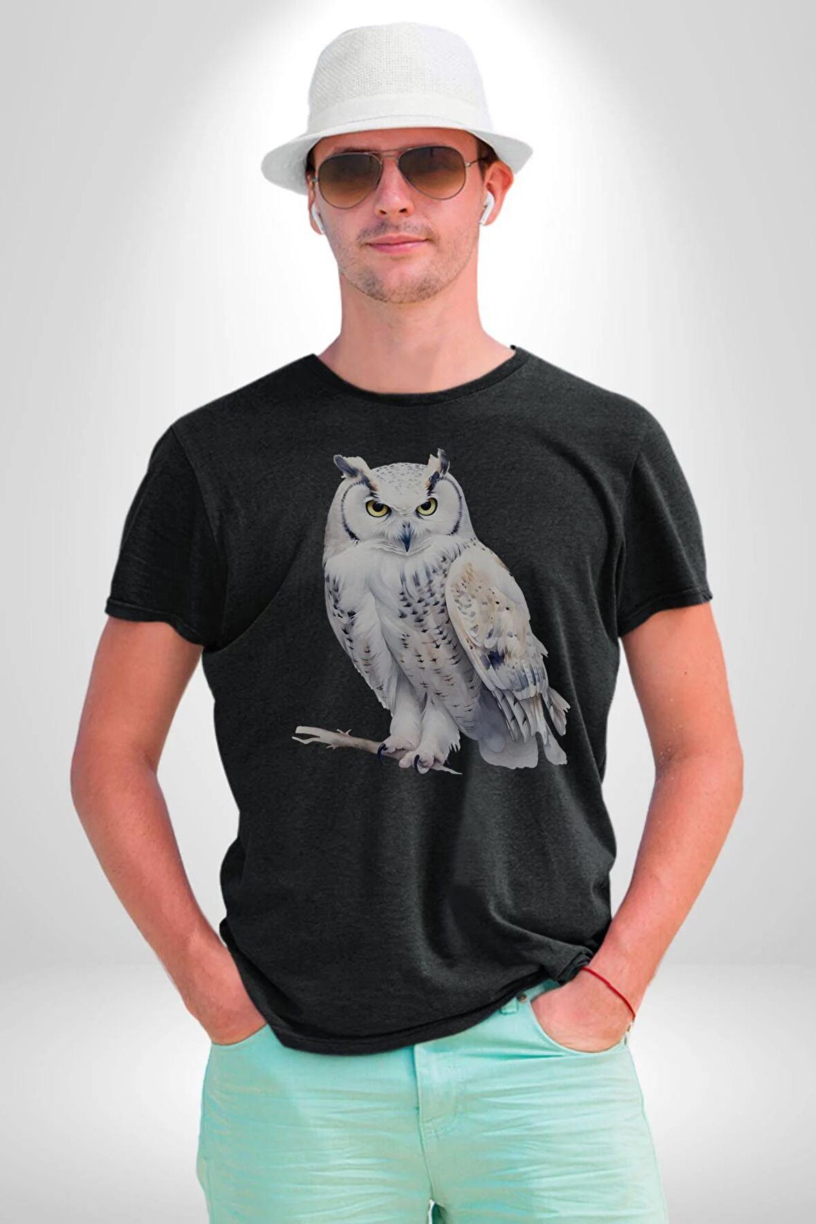 Beyaz Baykuş Harry Potter Posta  Kadın Erkek Unisex Siyah Organik Baskılı T-Shirt Penye Yüksek Kalite